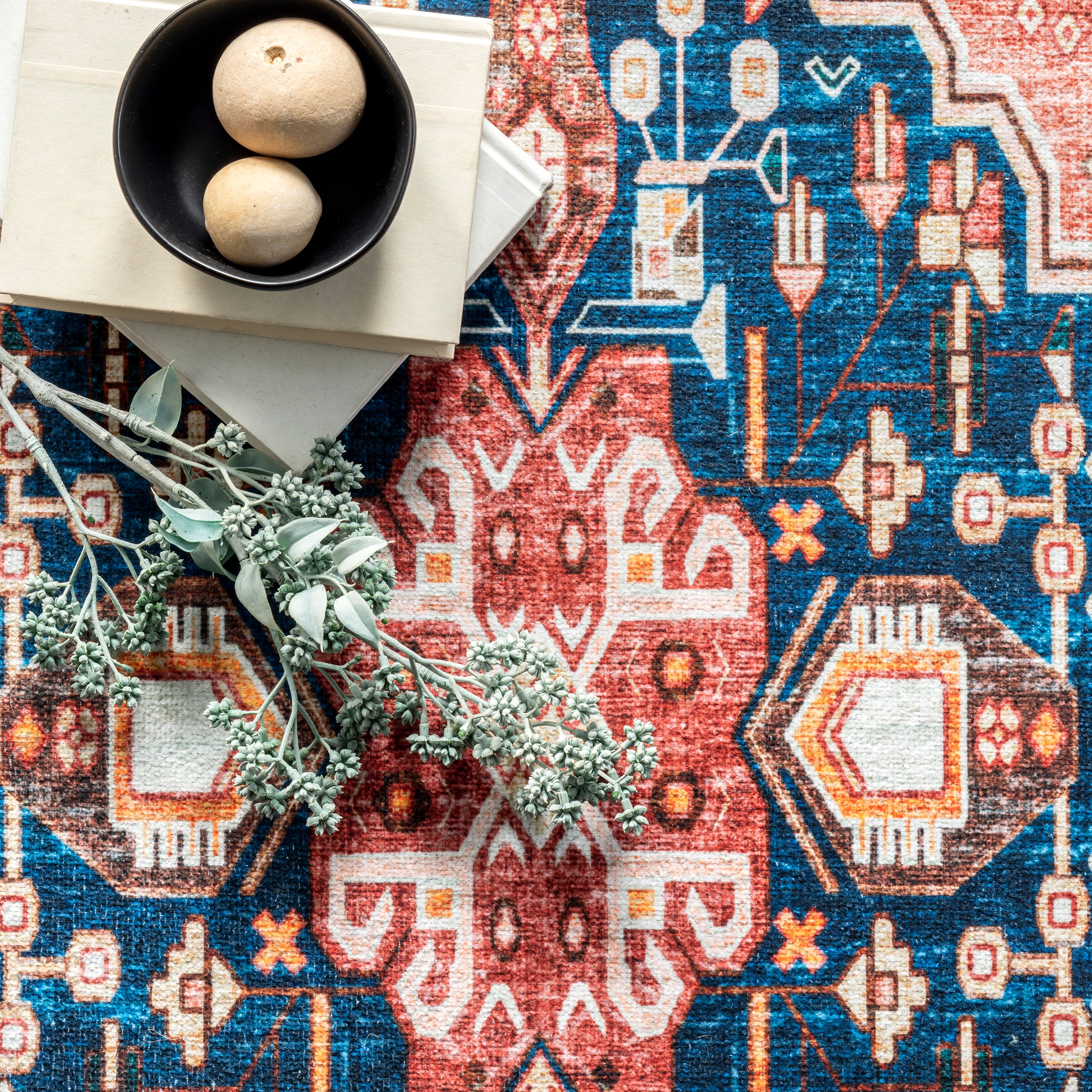 Nevaeh Machine Washable Bohemian Medallion Area Rug - Image 6