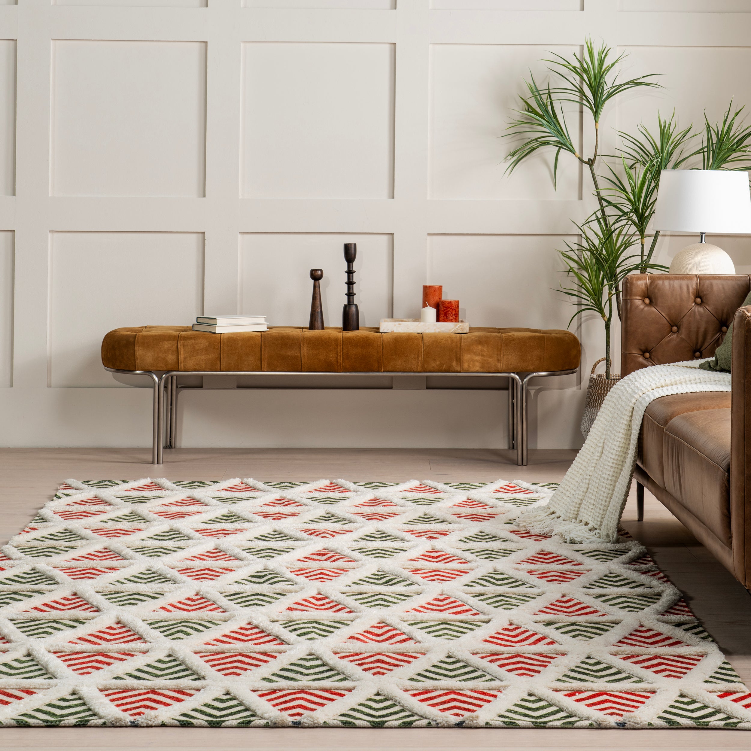 Raleigh High-Low Holiday Geometric Area Rug - Image 8