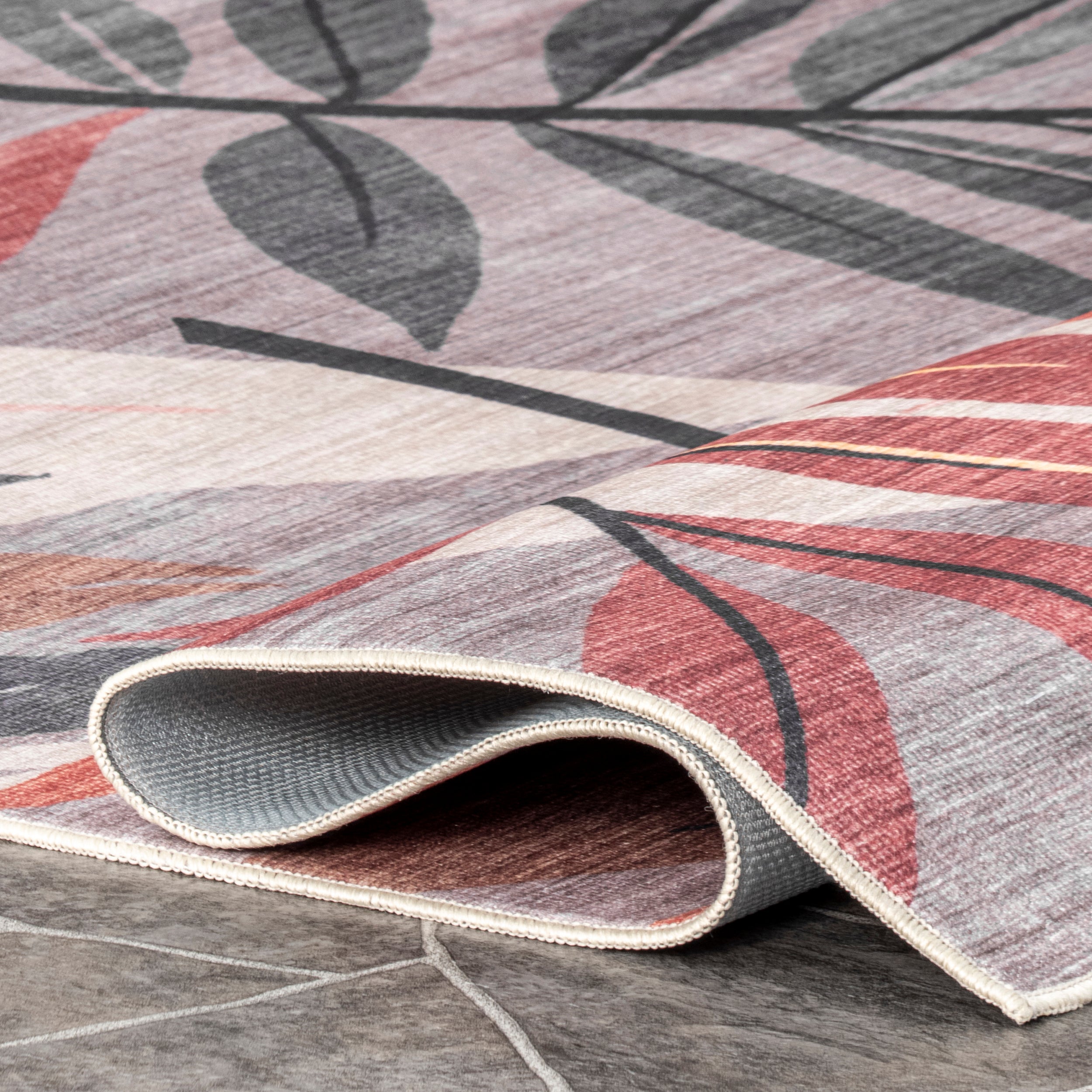 Mayra Tropical Leaves Machine Washable Indoor/Outdoor Area Rug - Image 4