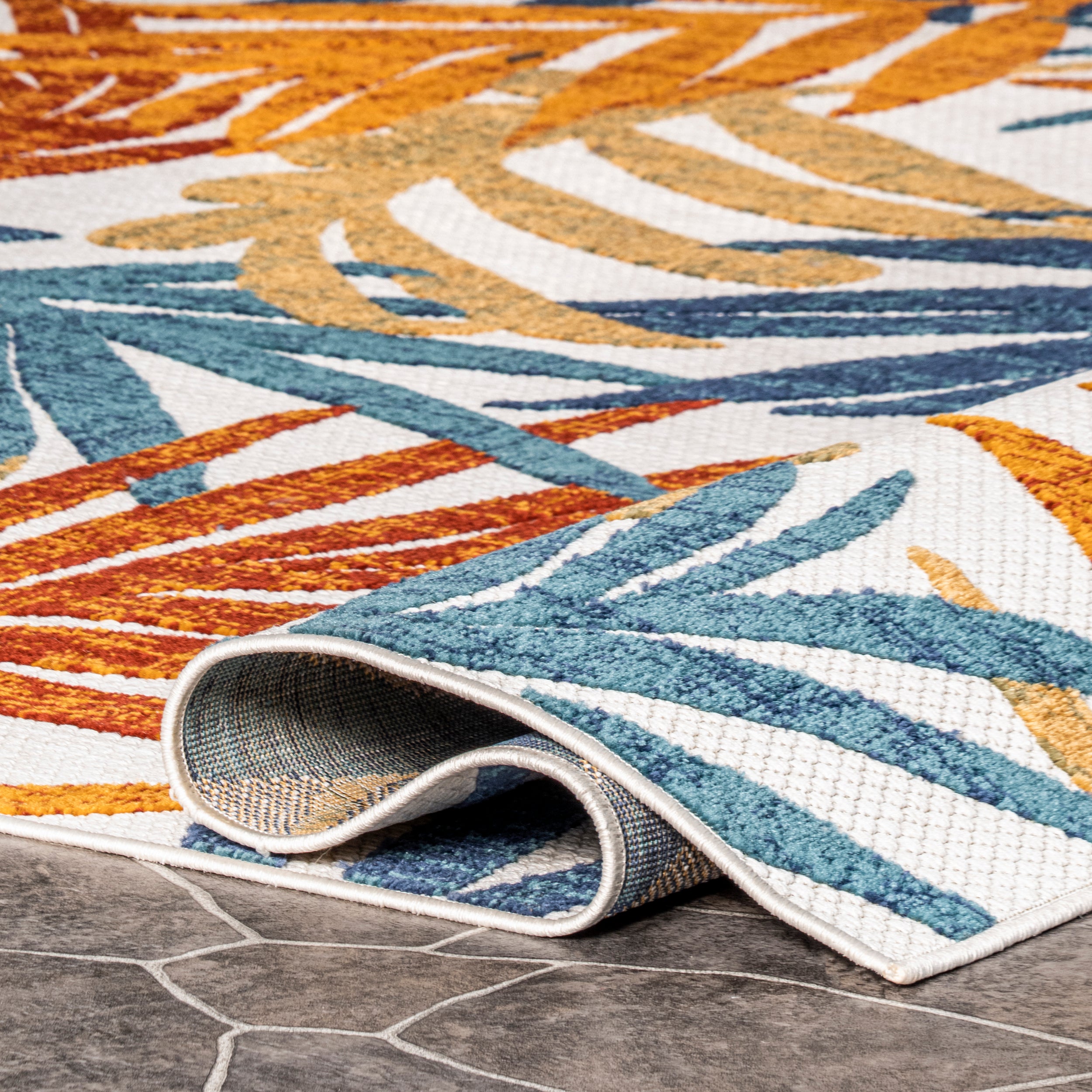 Flor Multi Tropical Leaves Indoor/Outdoor Area Rug - Image 4