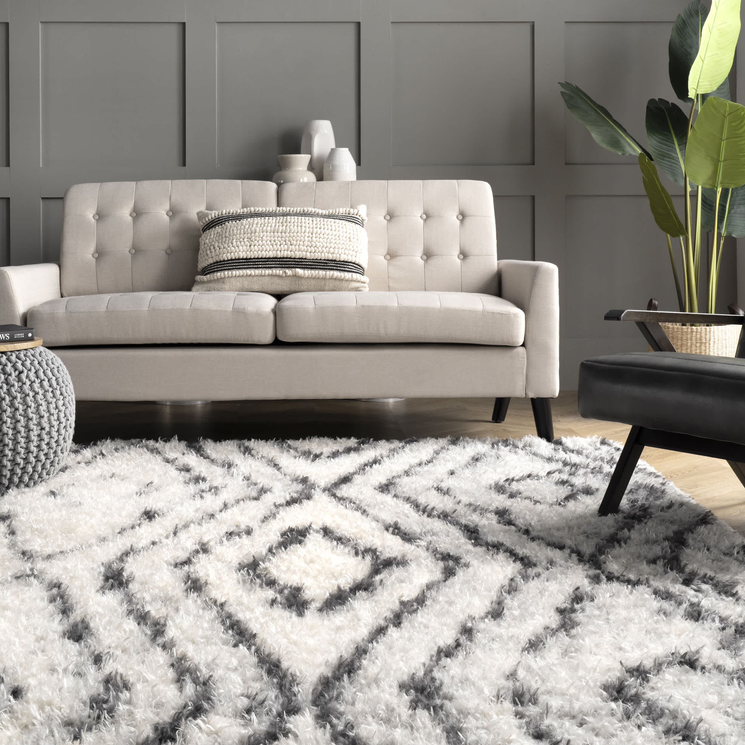 Bristowe Diamond Cozy Soft & Fluffy Shag Area Rug - Image 8