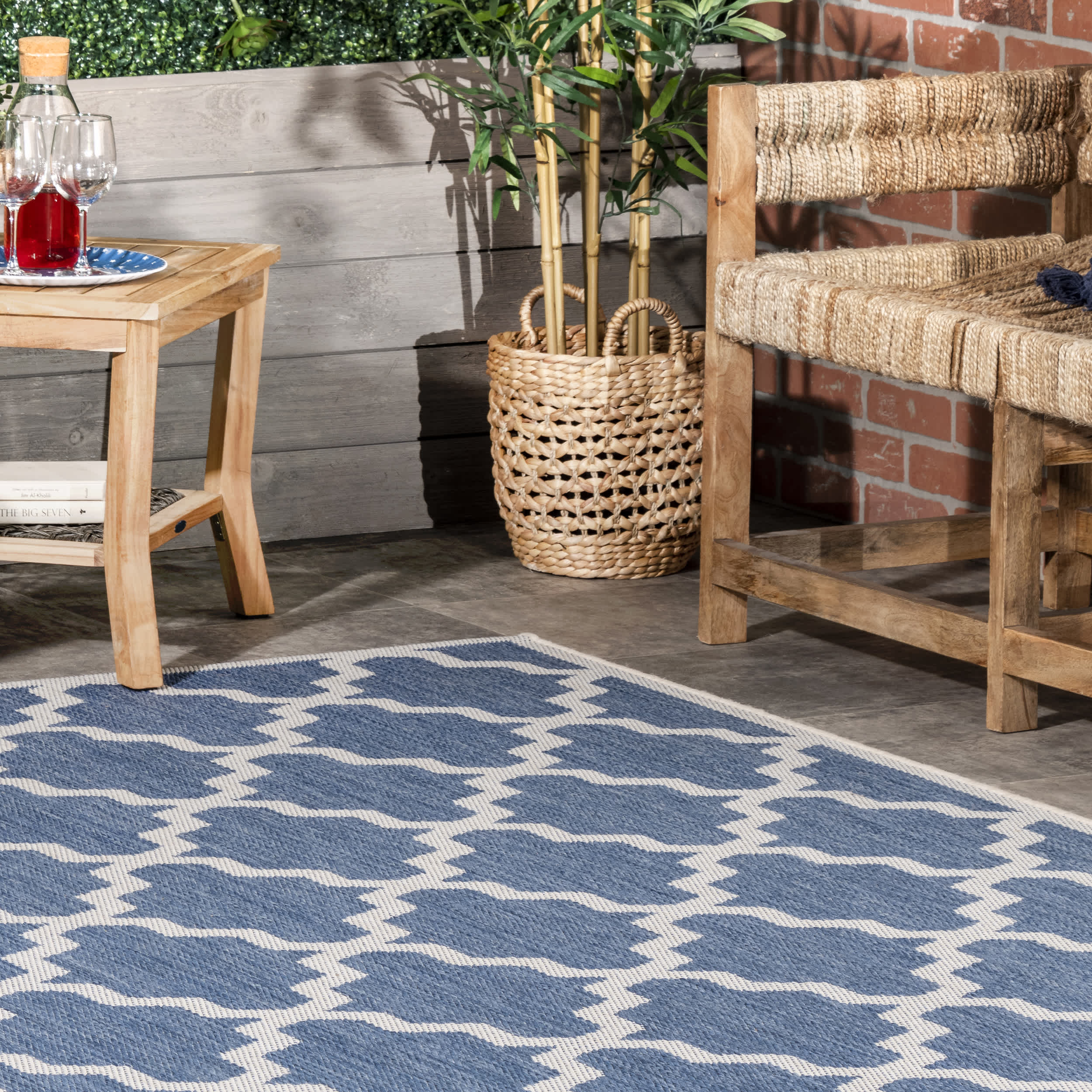 Machine Made Gina Outdoor Moroccan Trellis Area Rug - Image 20
