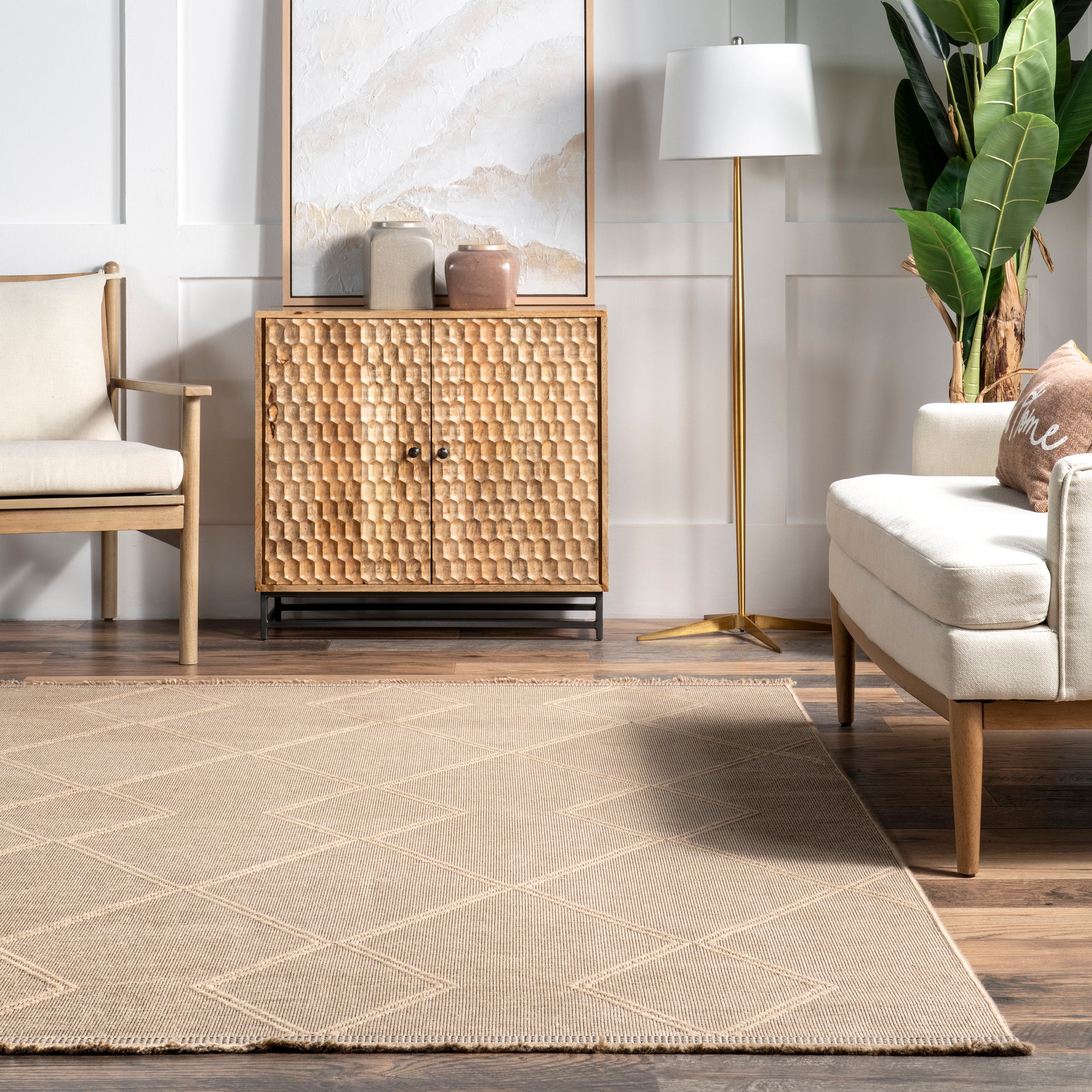 Diamond Trellis Jute Area Rug - Image 8