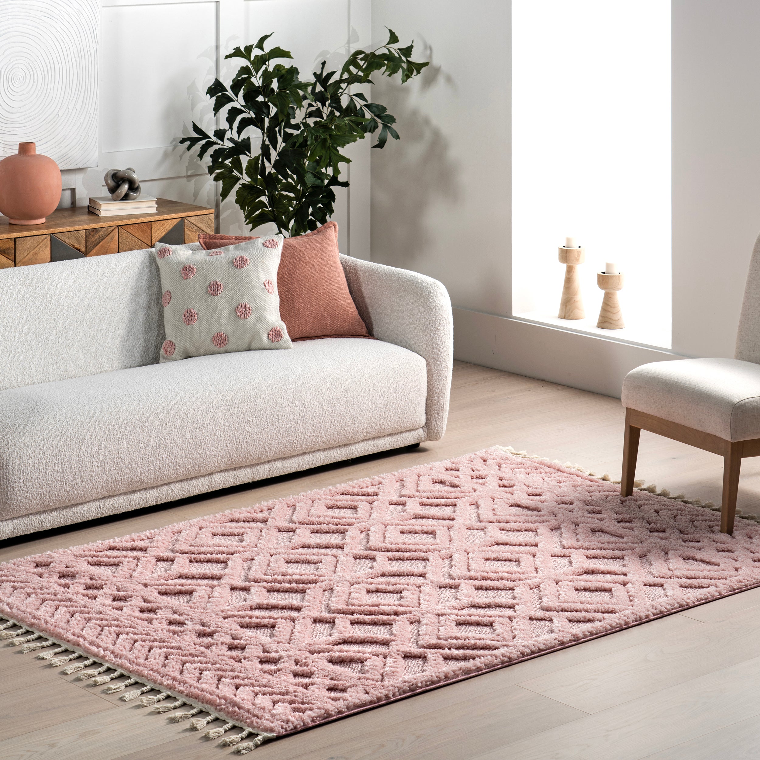 Akia Lattice High/Low Tassel Area Rug - Image 30