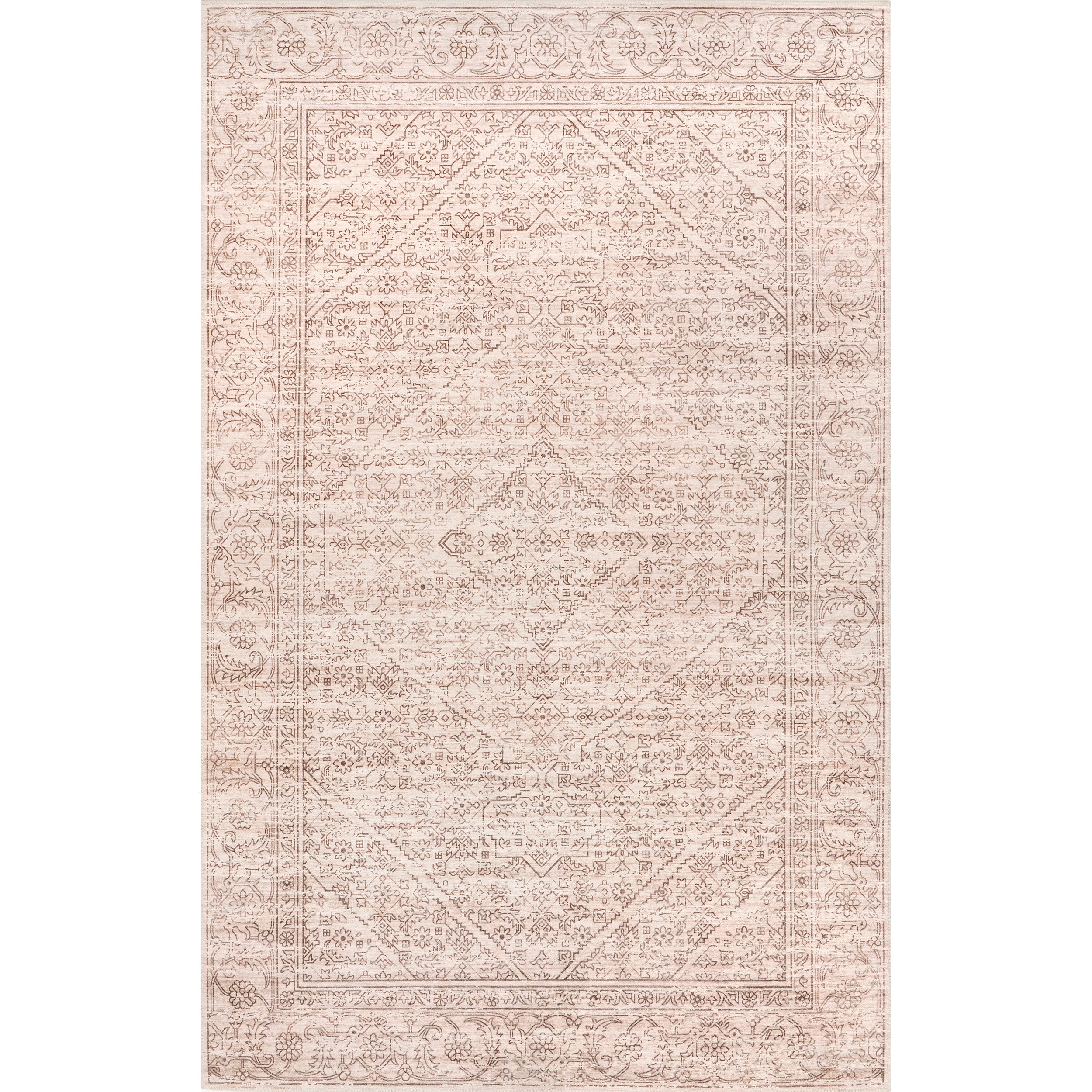 Shontal Traditional Machine Washable Area Rug