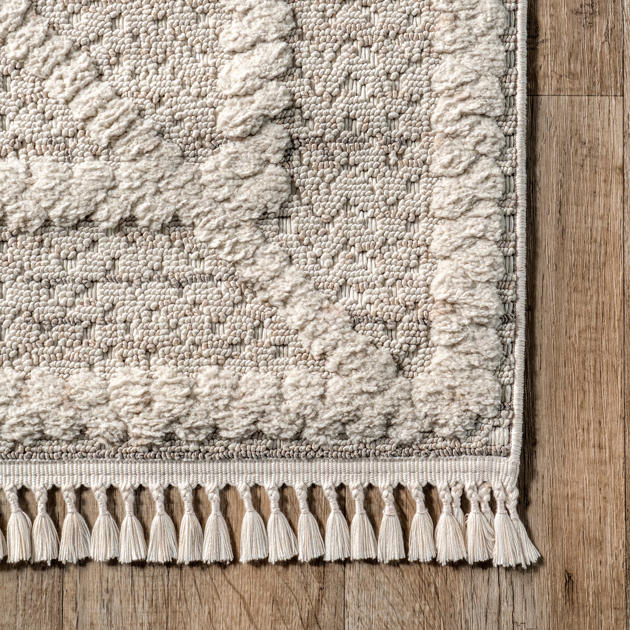 Dazi Moroccan Diamond High/Low Tasseled Area Rug - Image 5