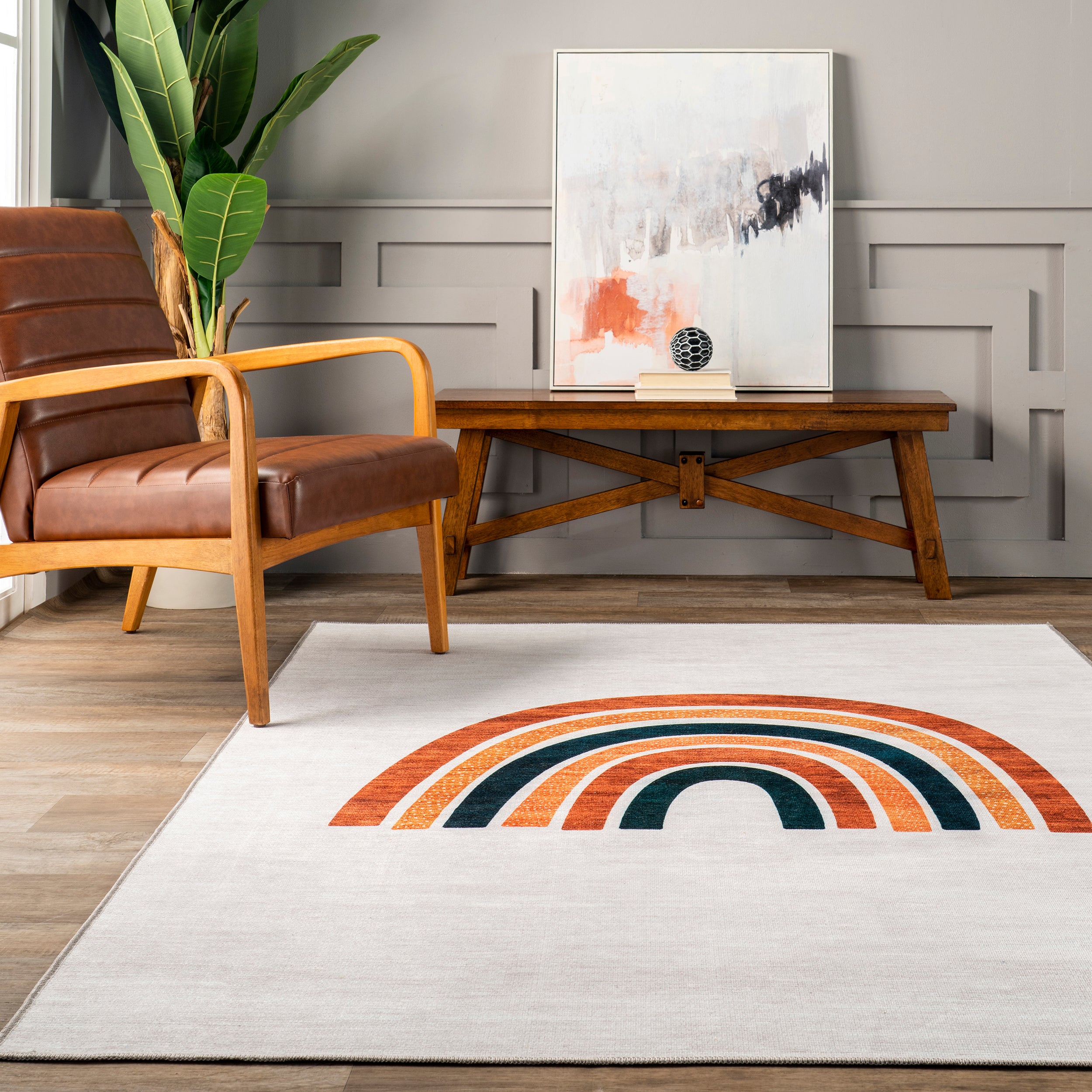 Lia Single Rainbow Machine Washable Area Rug - Image 8