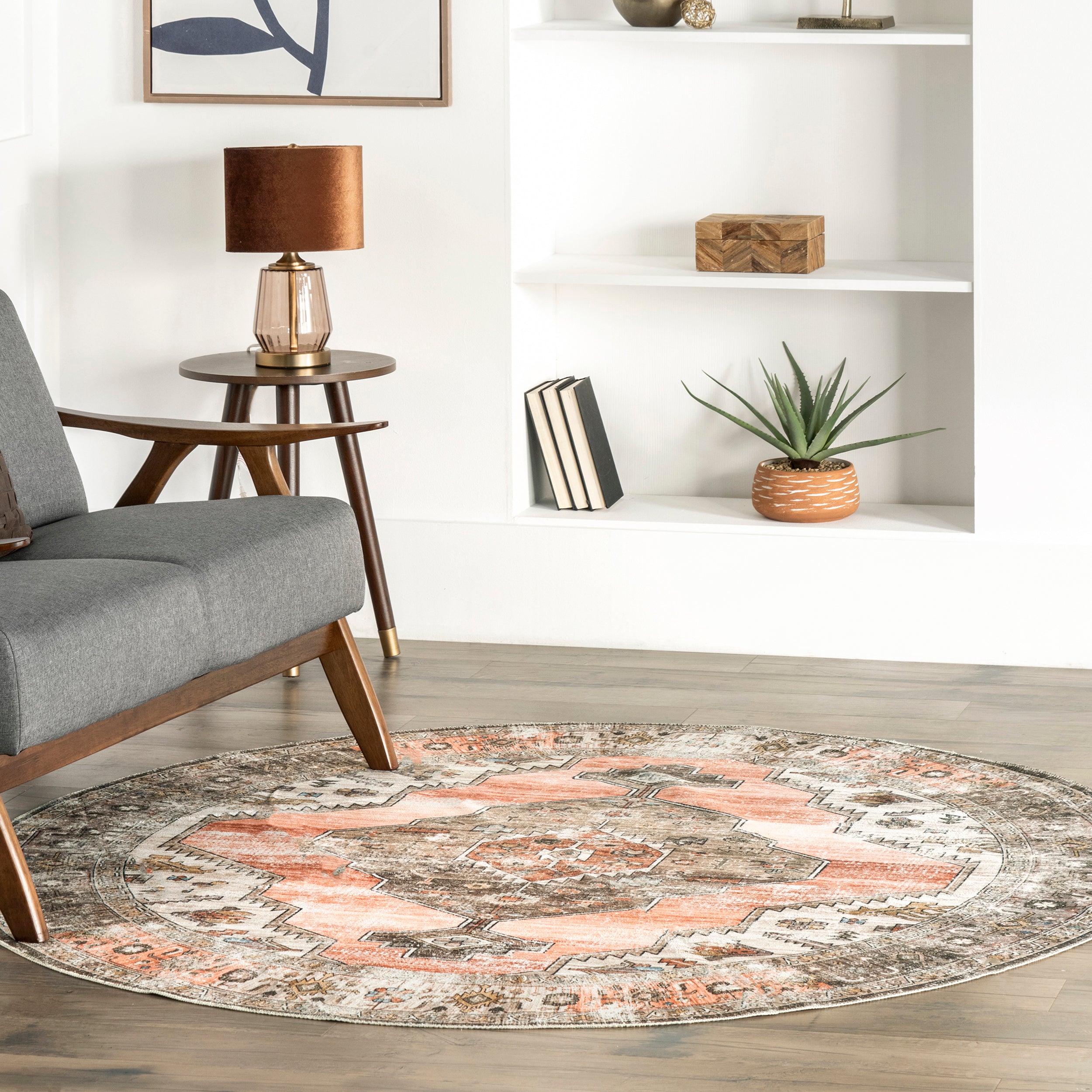 Gracie Distressed Medallion Machine Washable Area Rug - Image 10