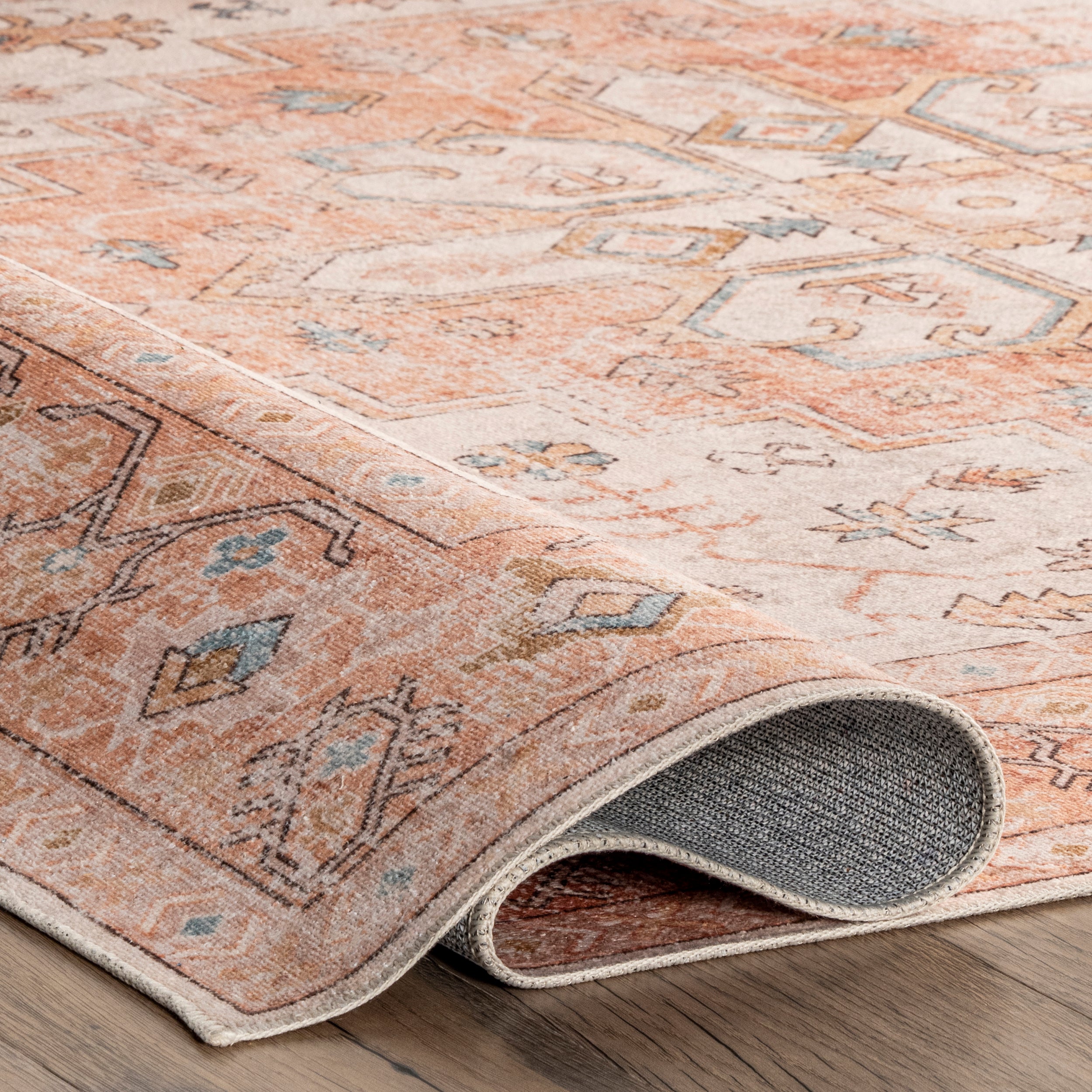 Dawson Machine Washable Distressed Medallion Area Rug - Image 4