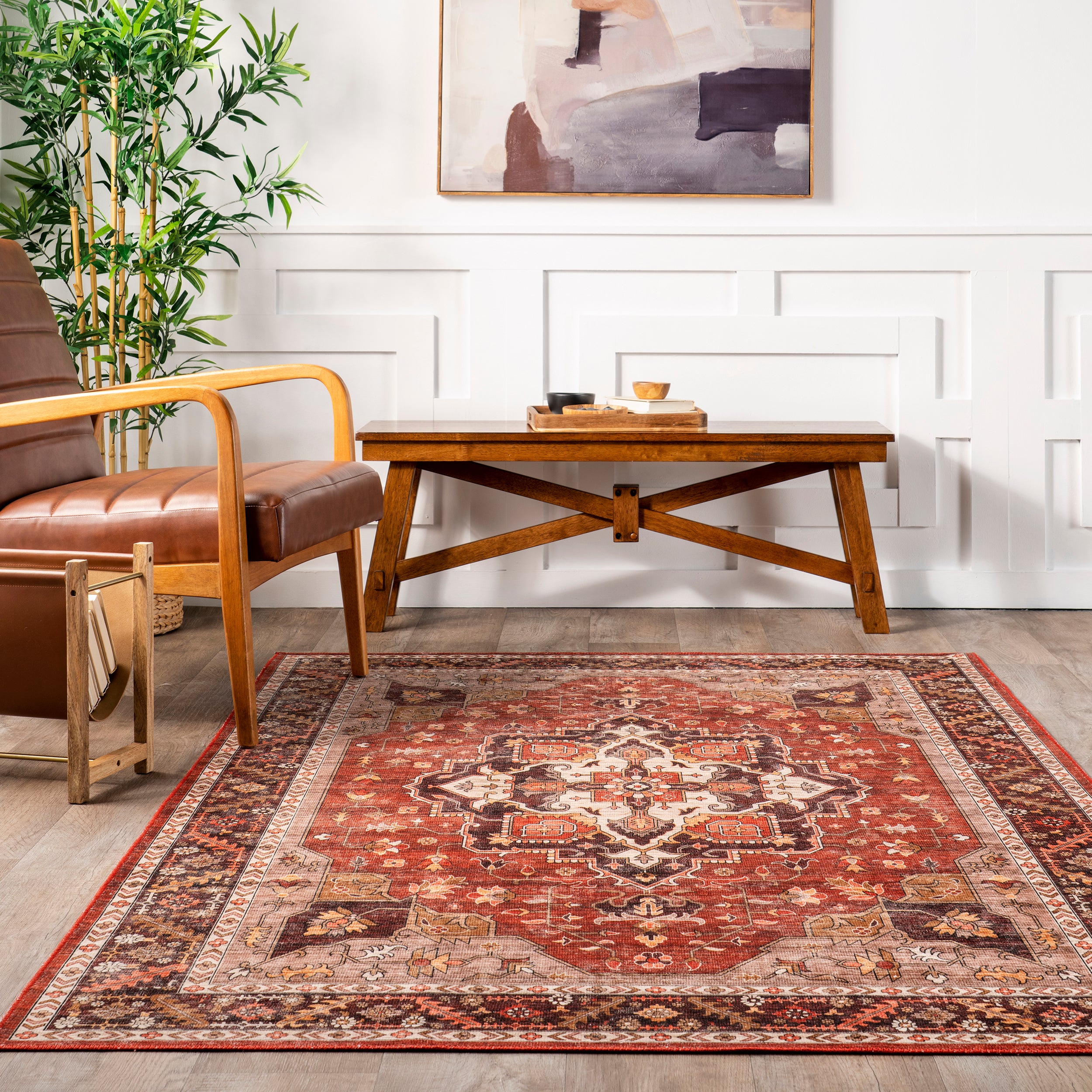 Hera Medallion Stain-Resistant Machine Washable Area Rug - Image 8