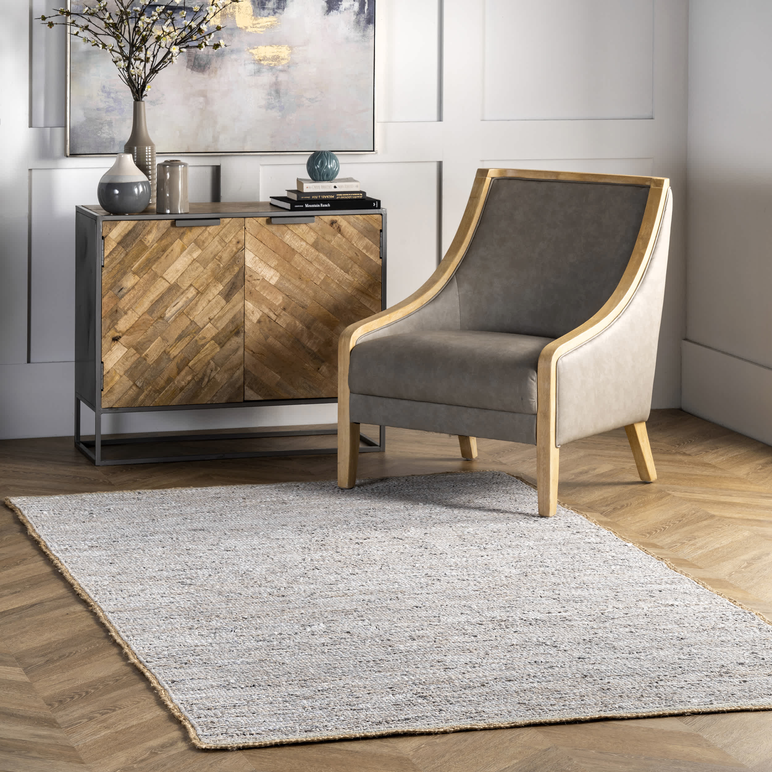 Sabby Hand Woven Leather Flatweave Area Rug - Image 4