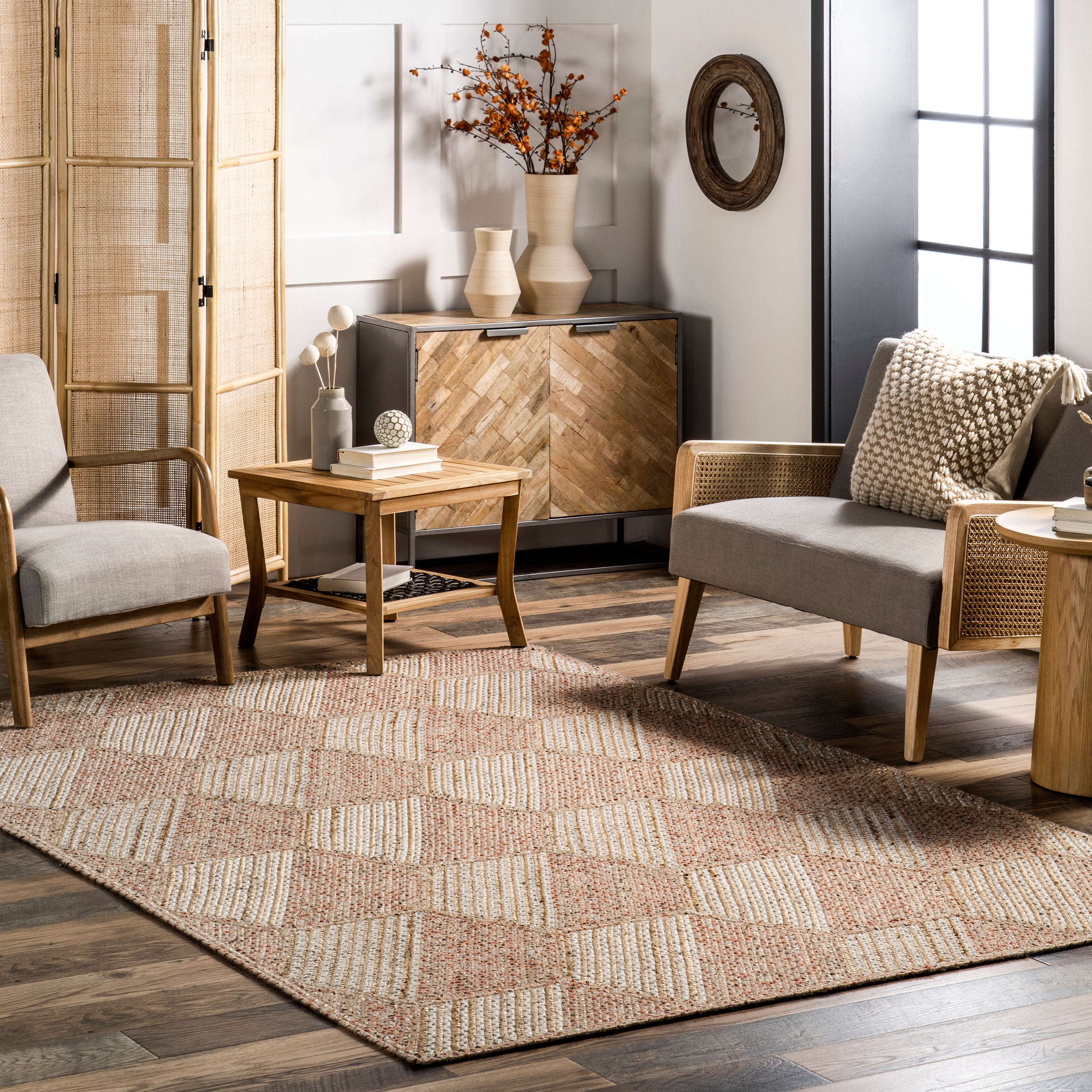 Mitzy Casual Honeycomb Jute Area Rug - Image 2