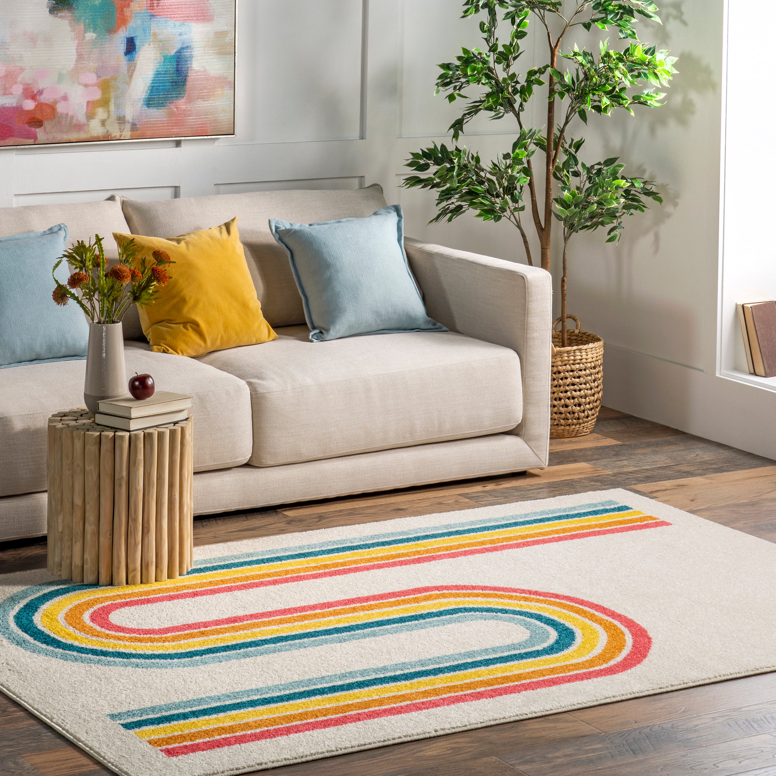 Rainbow Swirl Kids Area Rug - Image 2