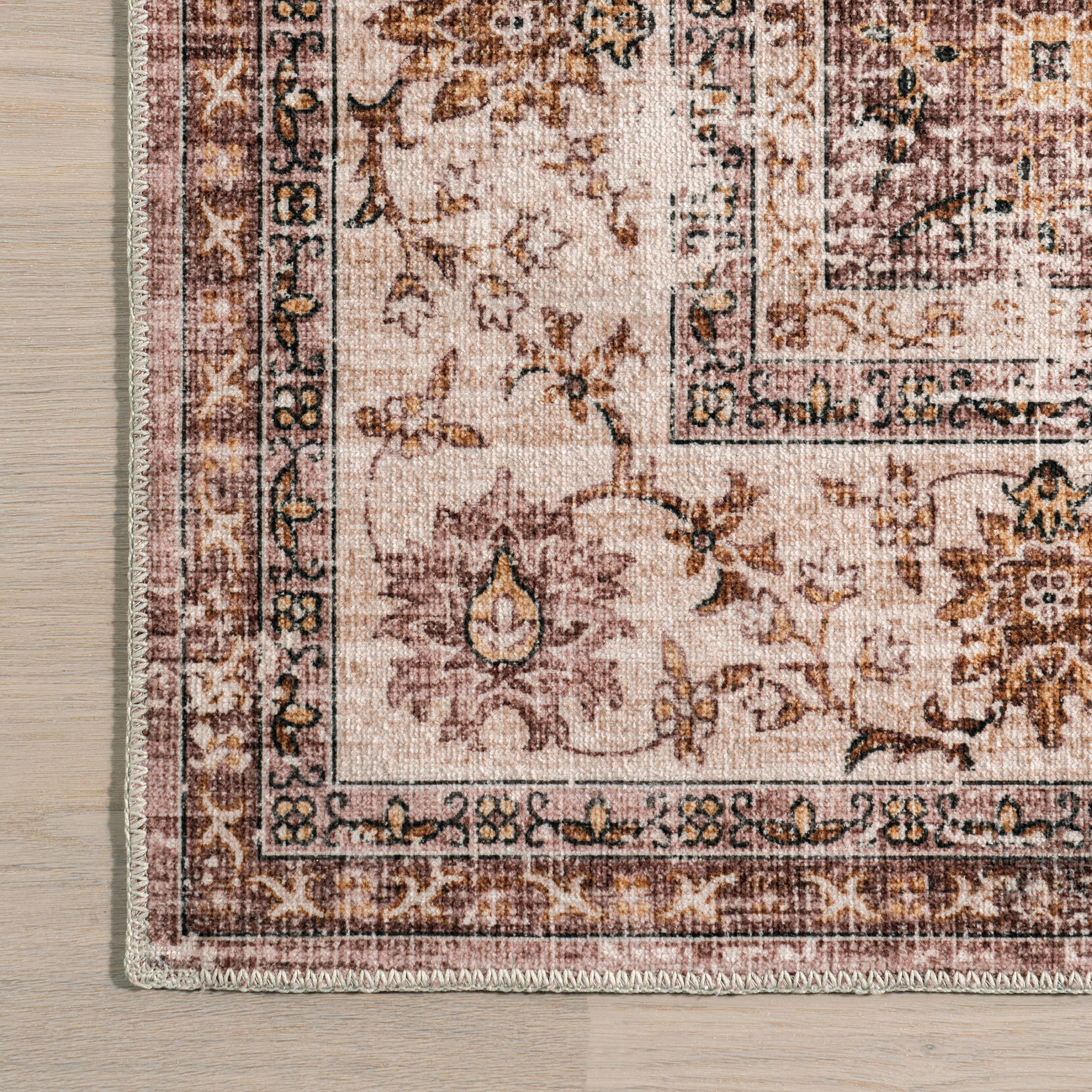 Rosewood Vintage Machine Washable Area Rug - Image 5