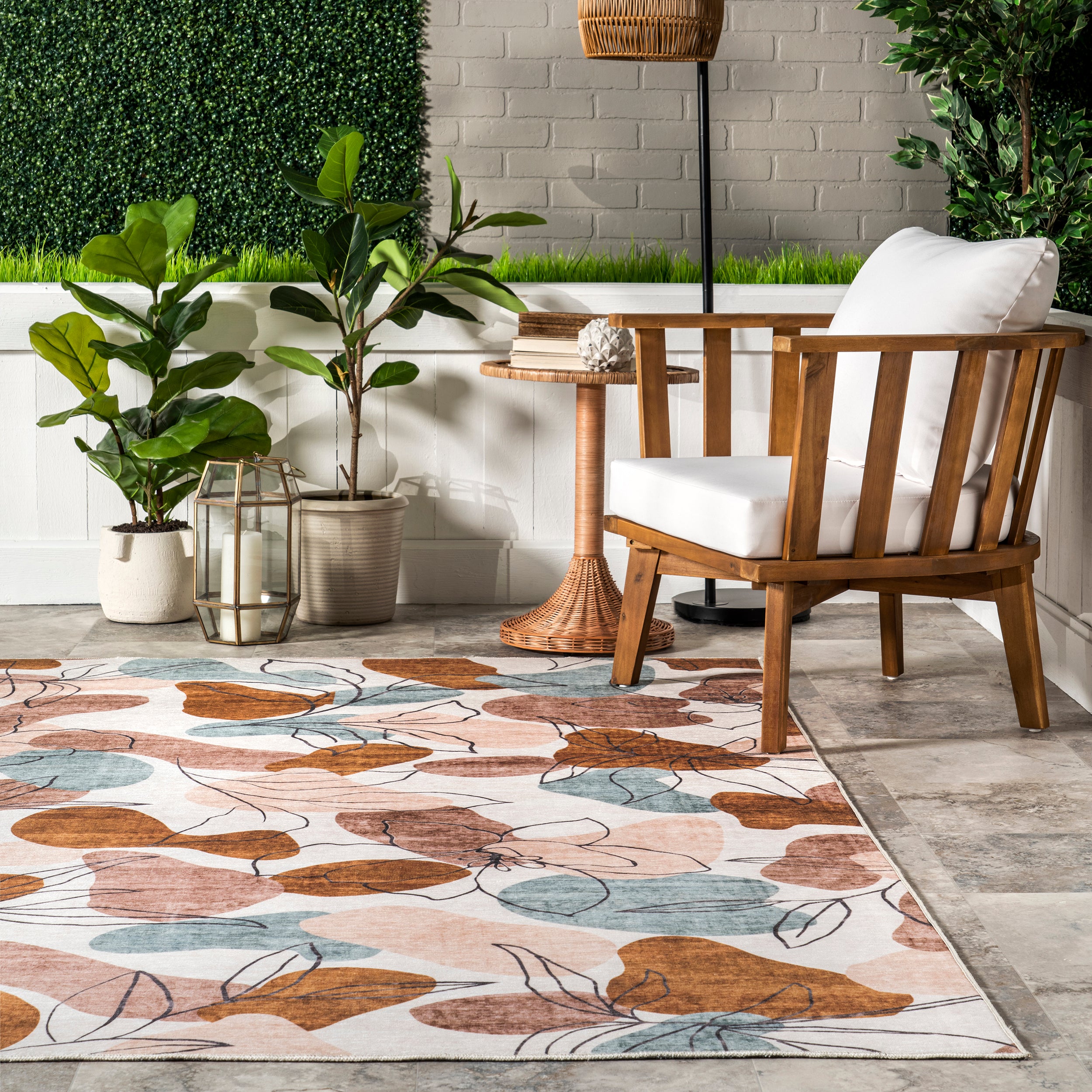 Deisy Abstract Floral Machine Washable Indoor/Outdoor Area Rug - Image 8