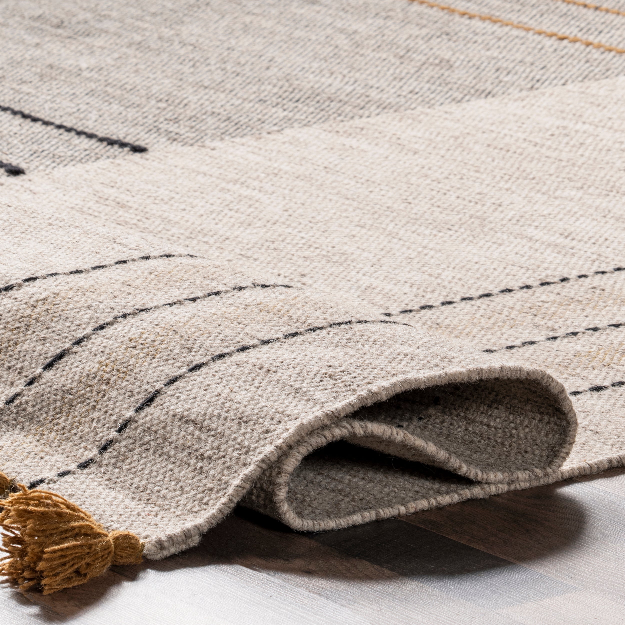 Karlene Modern Striped Wool Tasseled Area Rug - Image 4