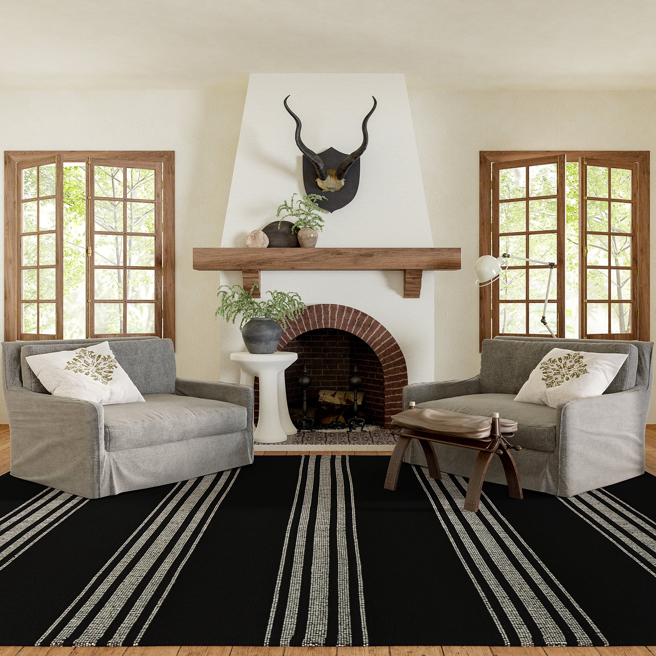 Bergamot Striped Cotton Area Rug - Image 25