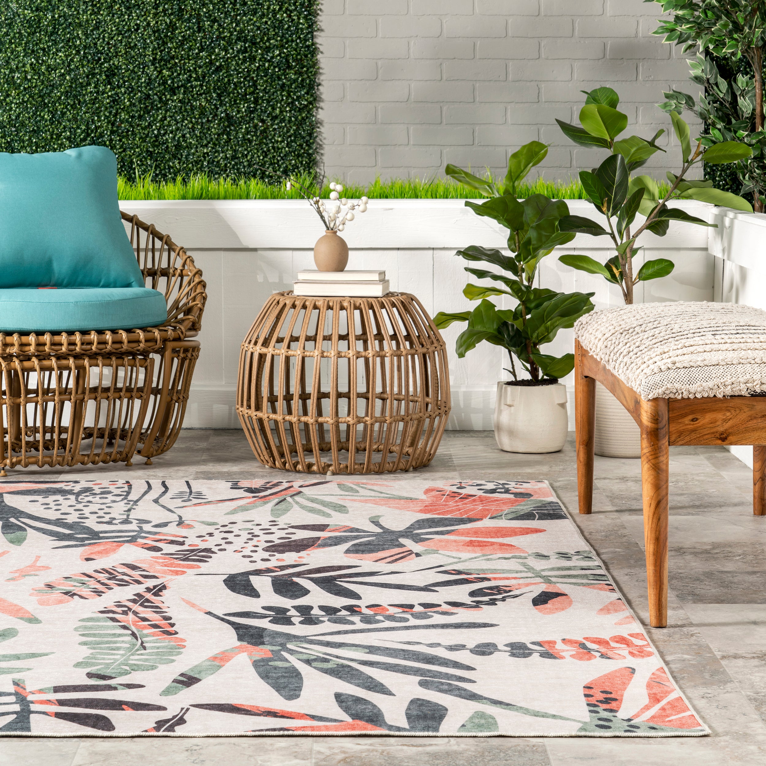 Mara Floral Machine Washable Indoor/Outdoor Area Rug - Image 8