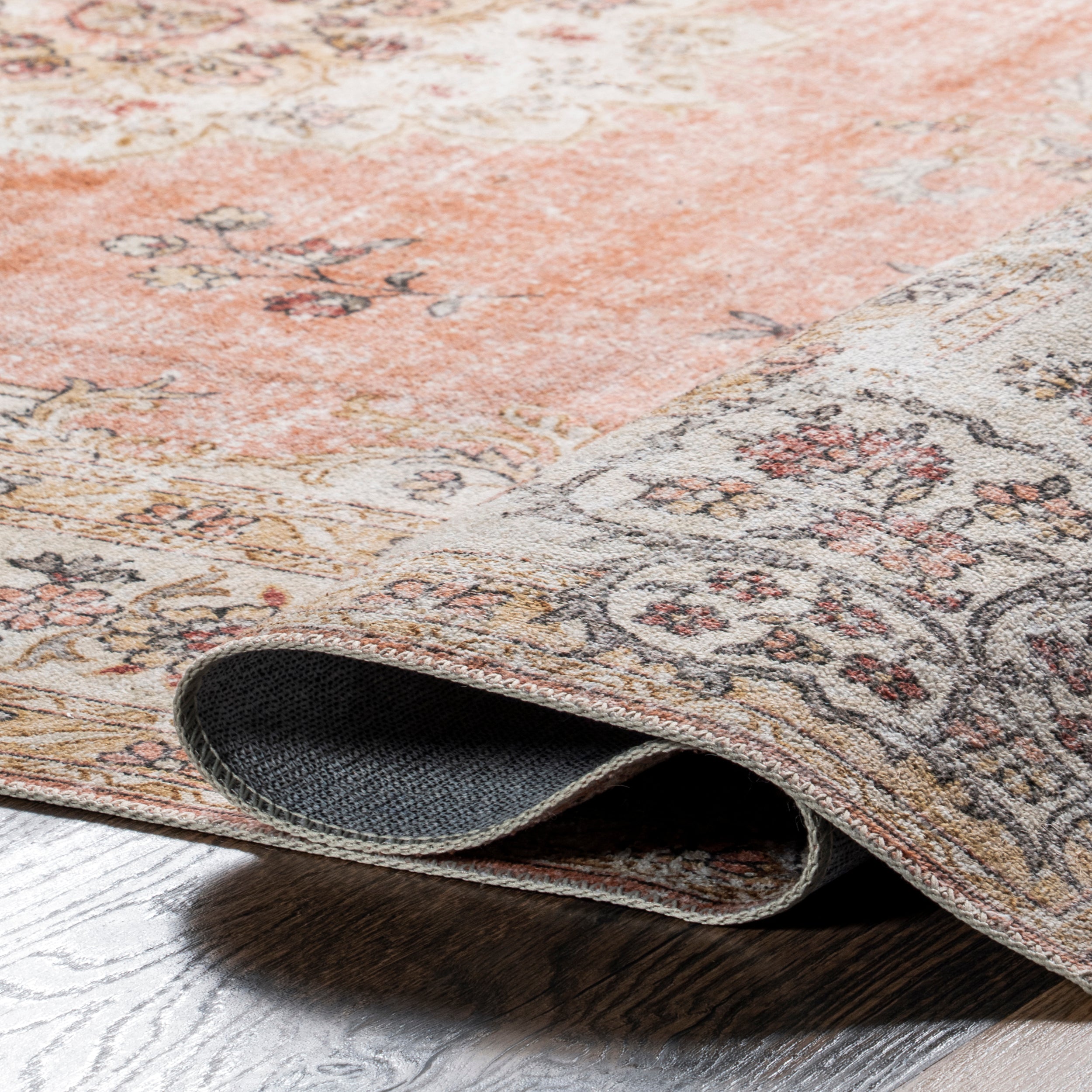 Ren Vintage Floral Machine Washable Area Rug - Image 4