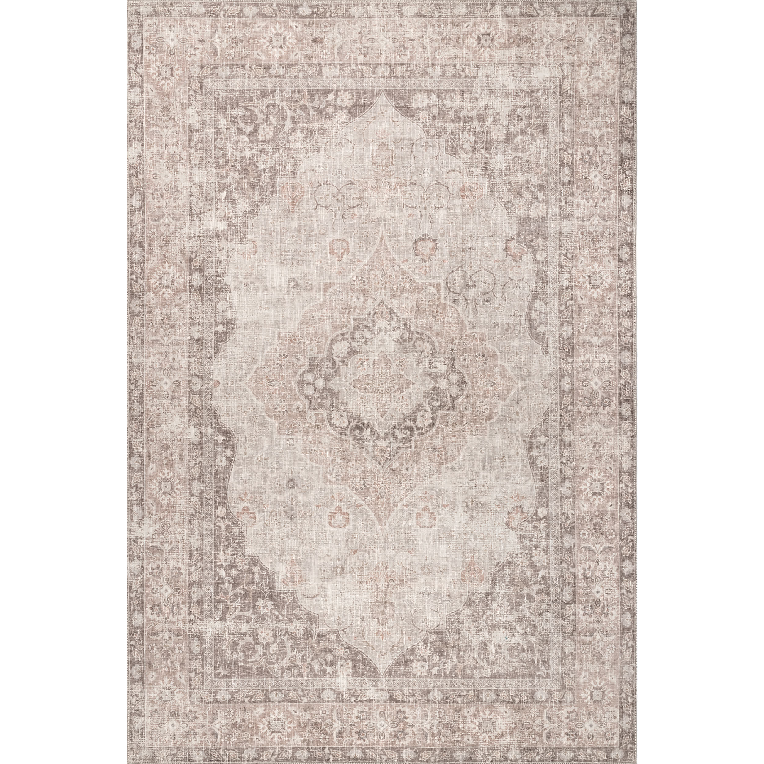 Elsa Machine Washable Floral Blossom Medallion Area Rug