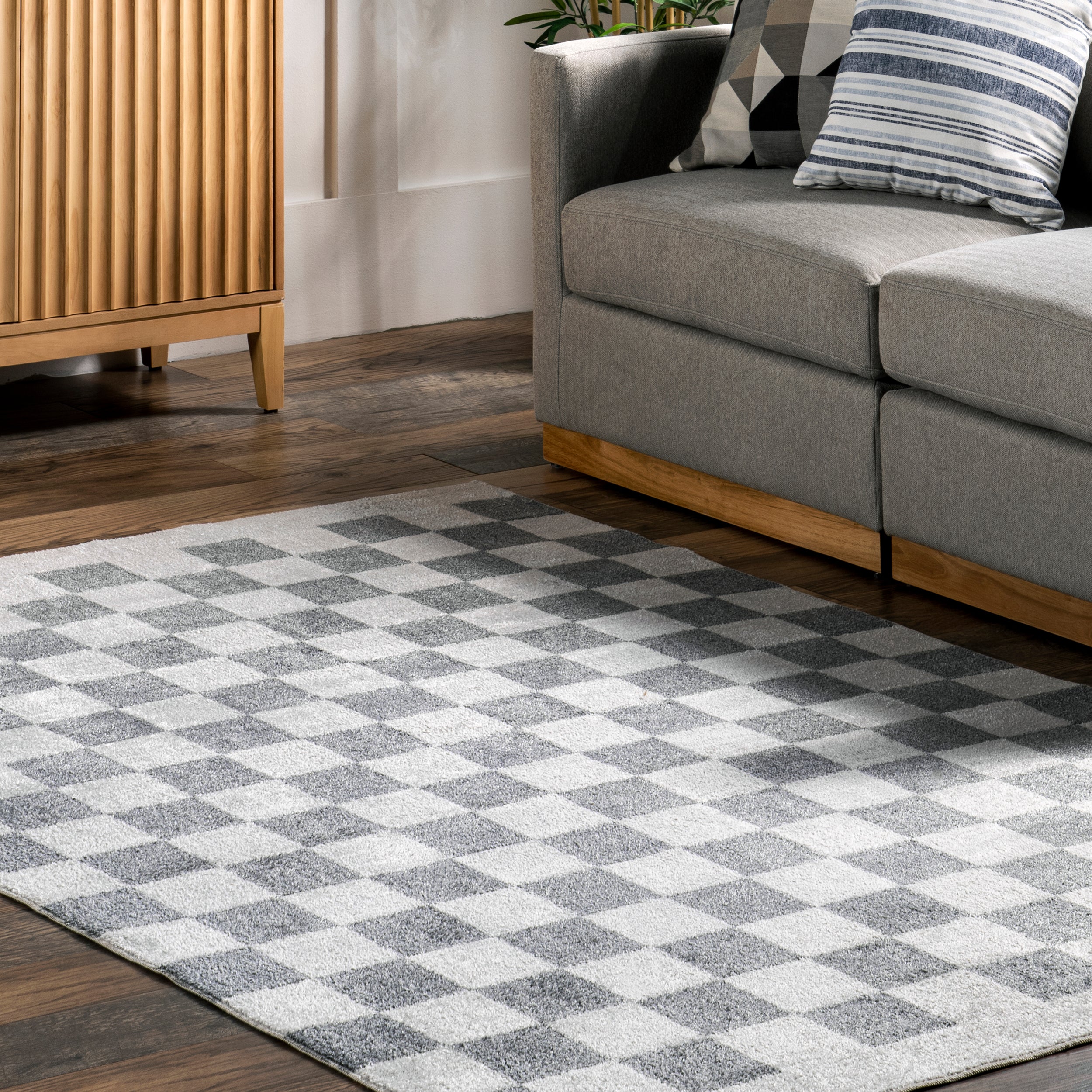 Naya Checkered Machine Washable Area Rug - Image 19