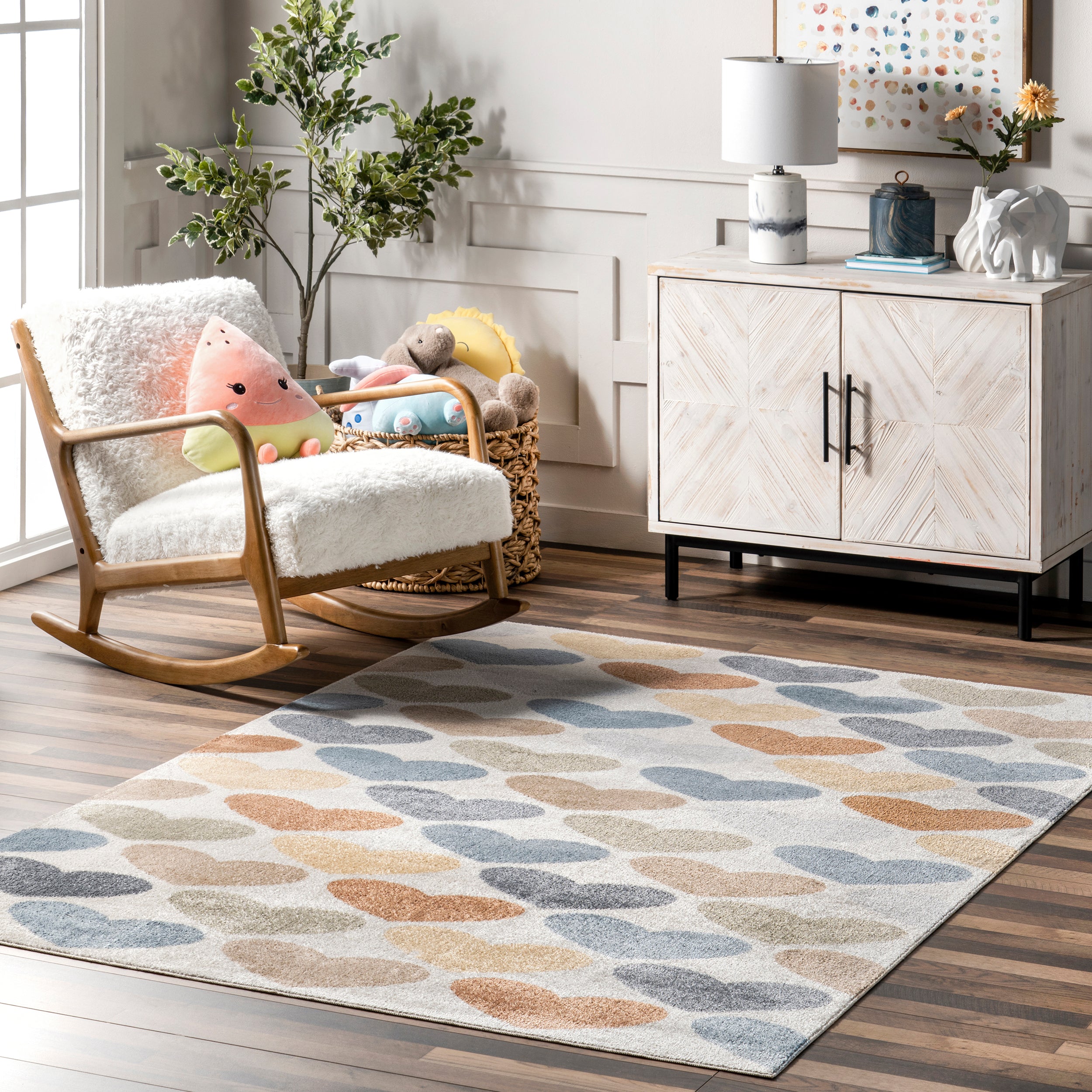 Neive Colorful Hearts Machine Washable Area Rug - Image 2