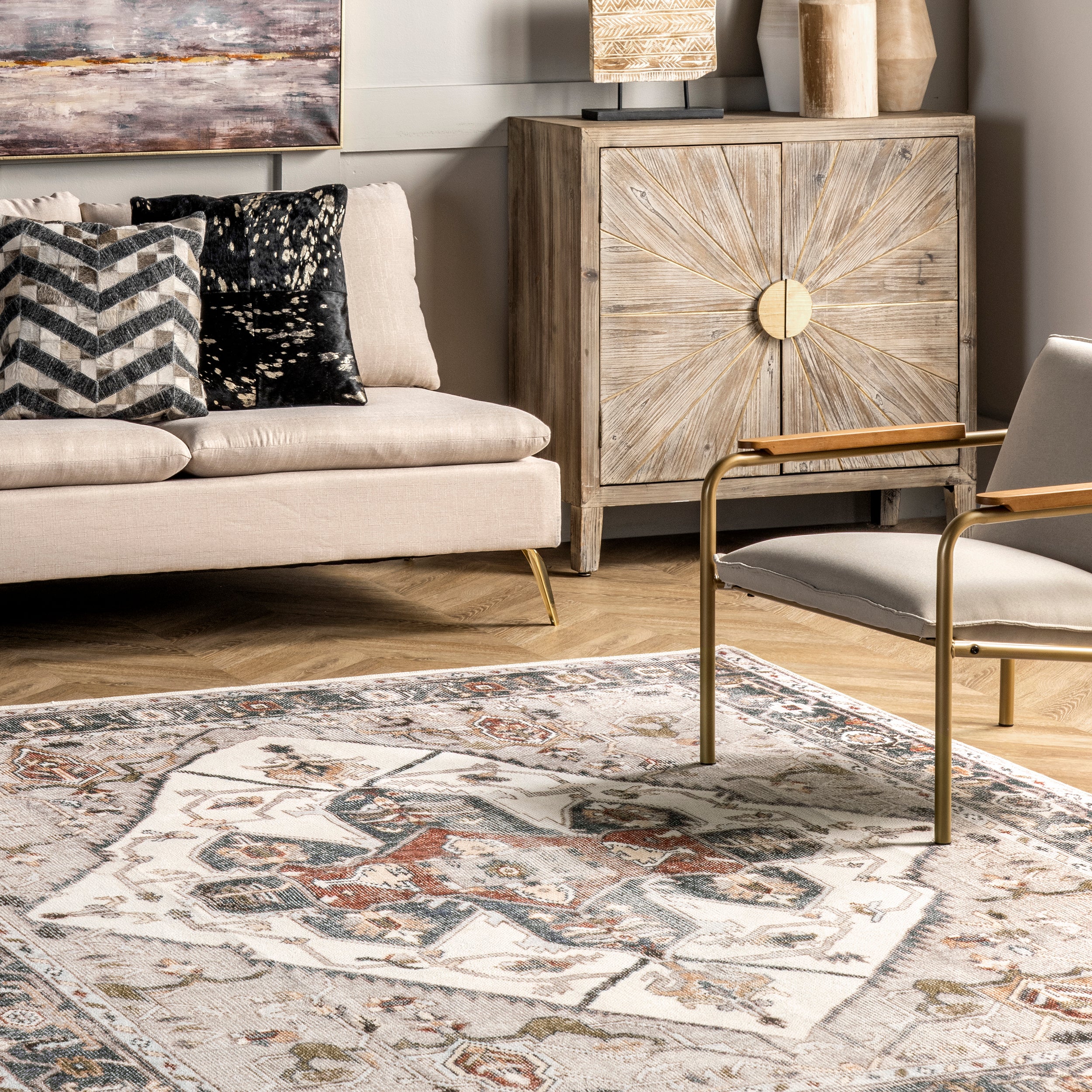 Mali Machine Washable Traditional Medallion Area Rug - Image 9