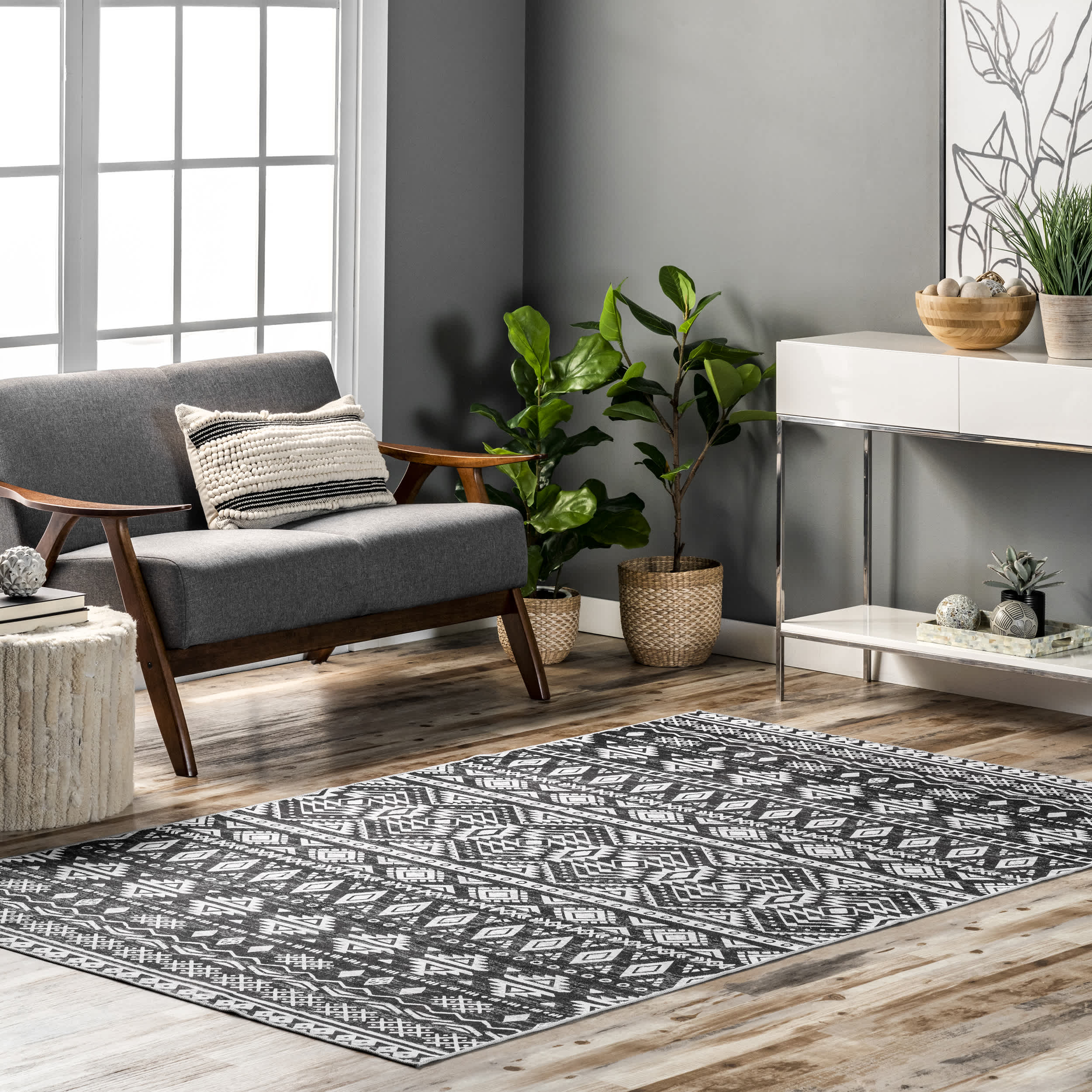 Shelby Washable Graphic Area Rug - Image 2