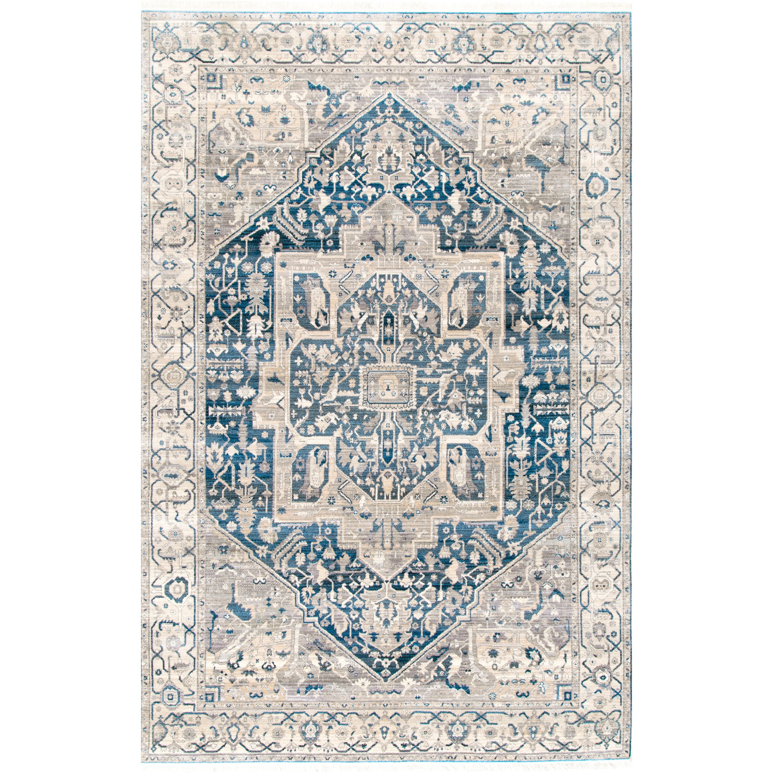 Harriet Vintage Medallion Fringe Area Rug
