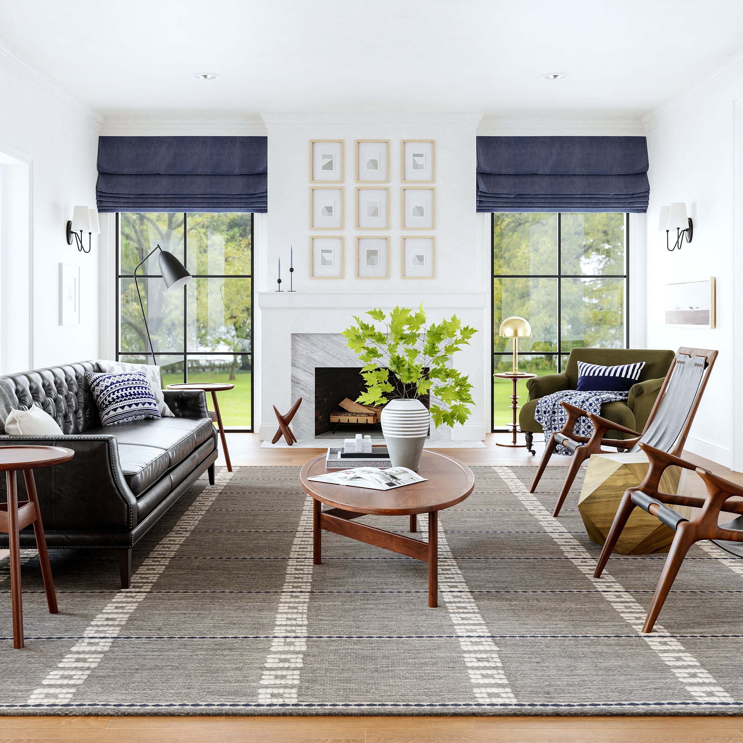 Morgan Geometric Check Wool and Cotton Area Rug - Image 2