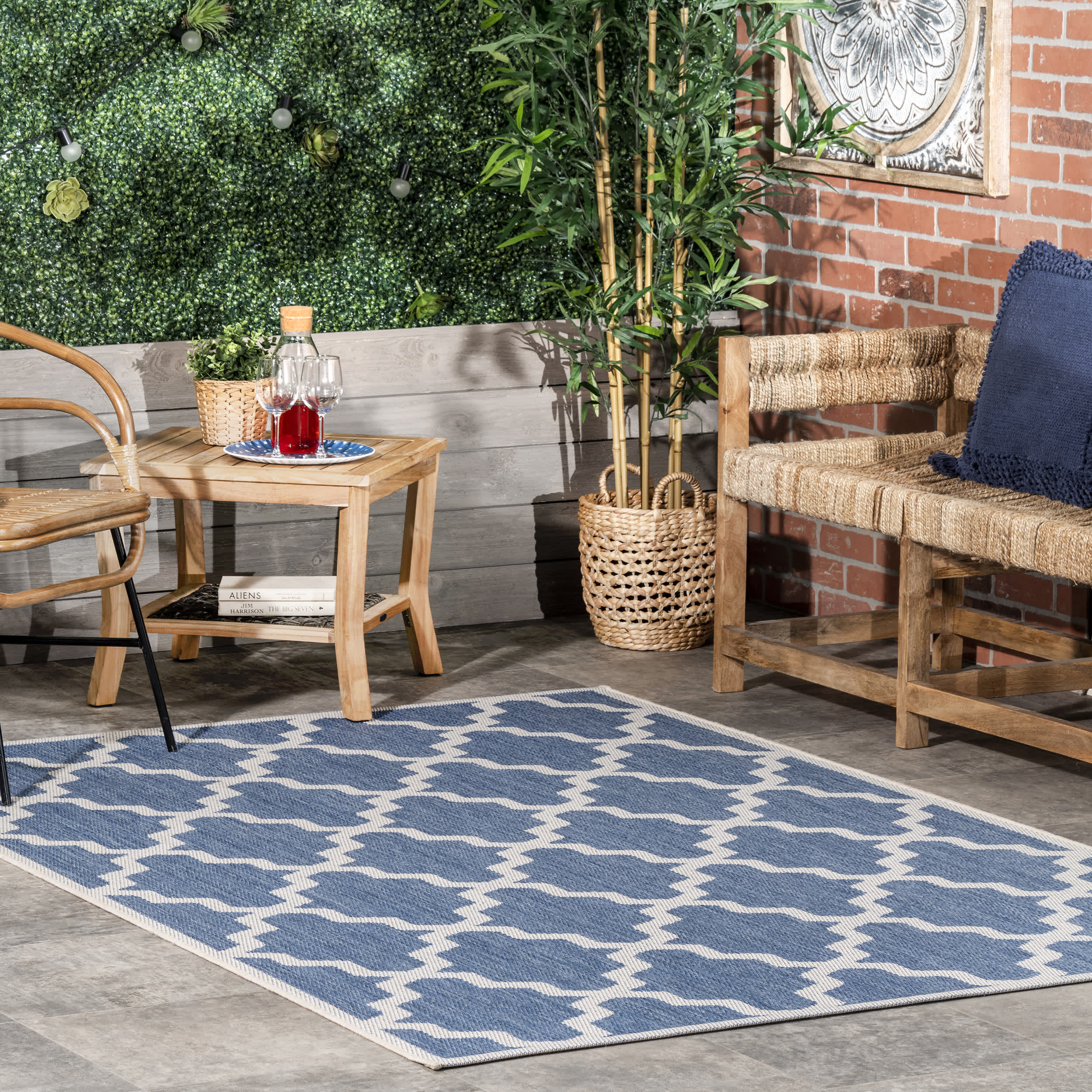 Machine Made Gina Outdoor Moroccan Trellis Area Rug - Image 13