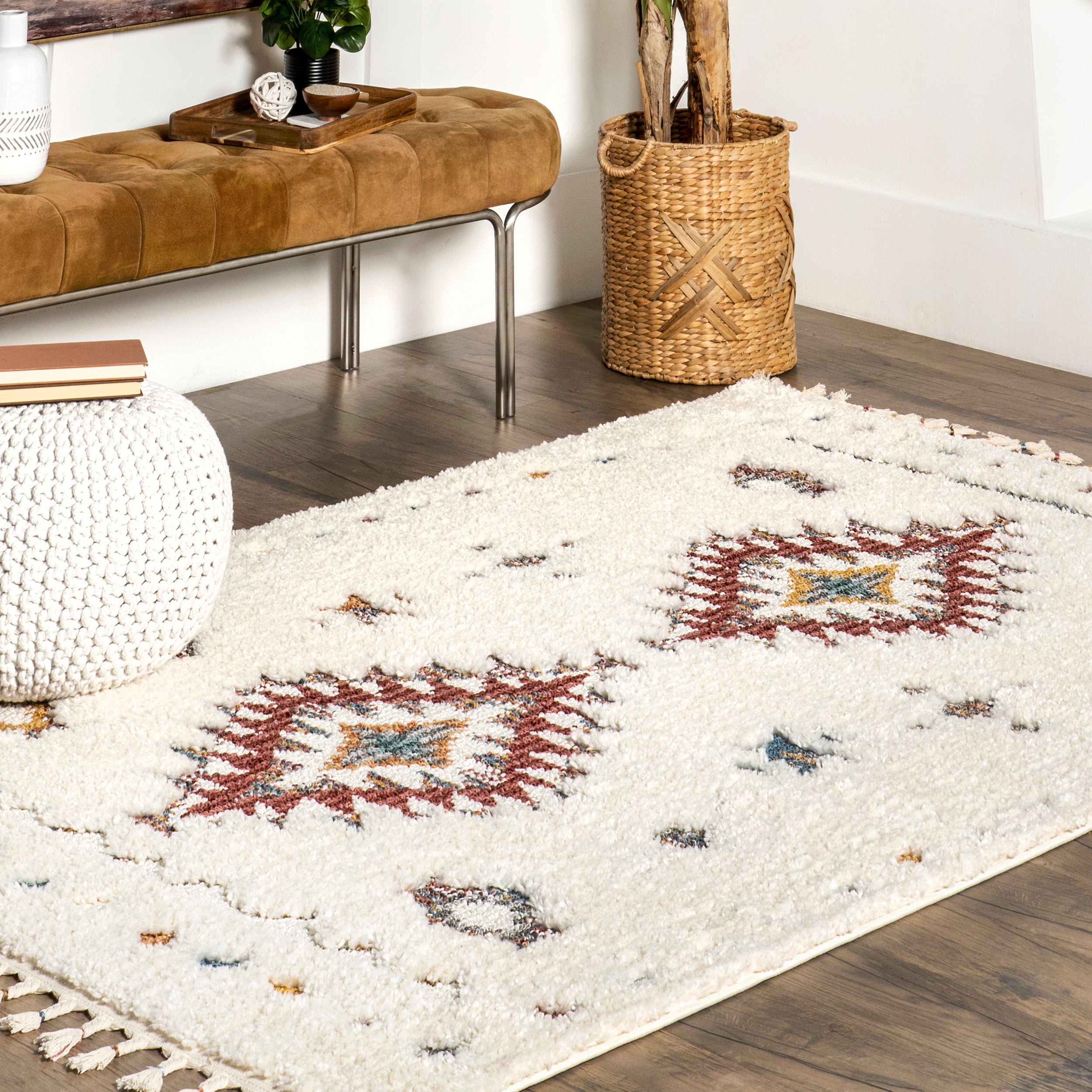 Jocelyn Tribal Shag Tasseled Area Rug - Image 29