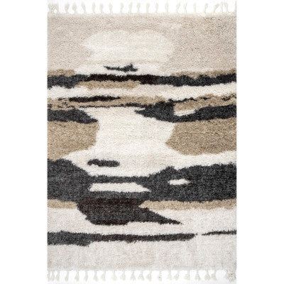 Elliot Abstract Cloud Shag Tassel Area Rug