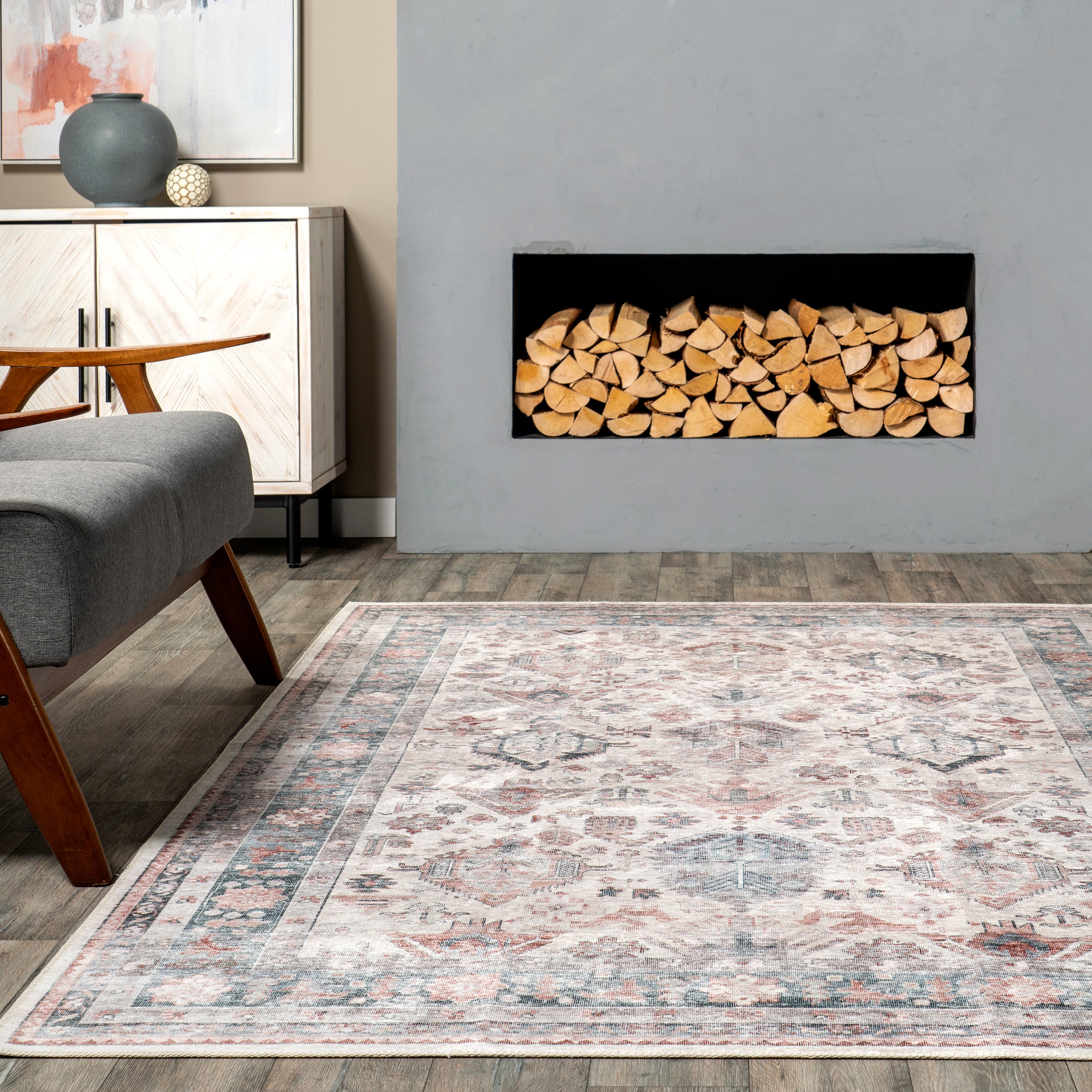 Bex Faded Stain-Resistant Machine Washable Area Rug - Image 8
