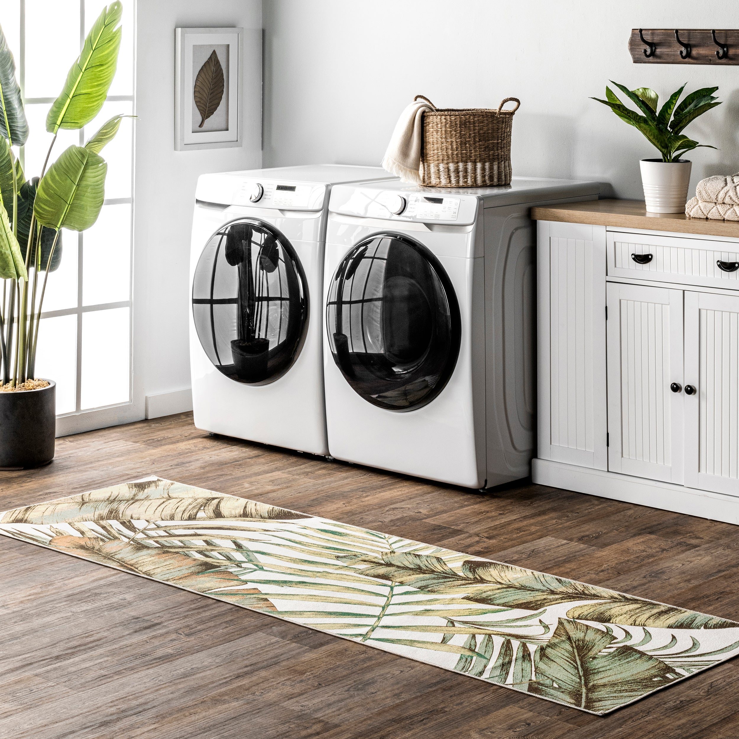 Elen Machine Washable Natural Leaves Area Rug - Image 11