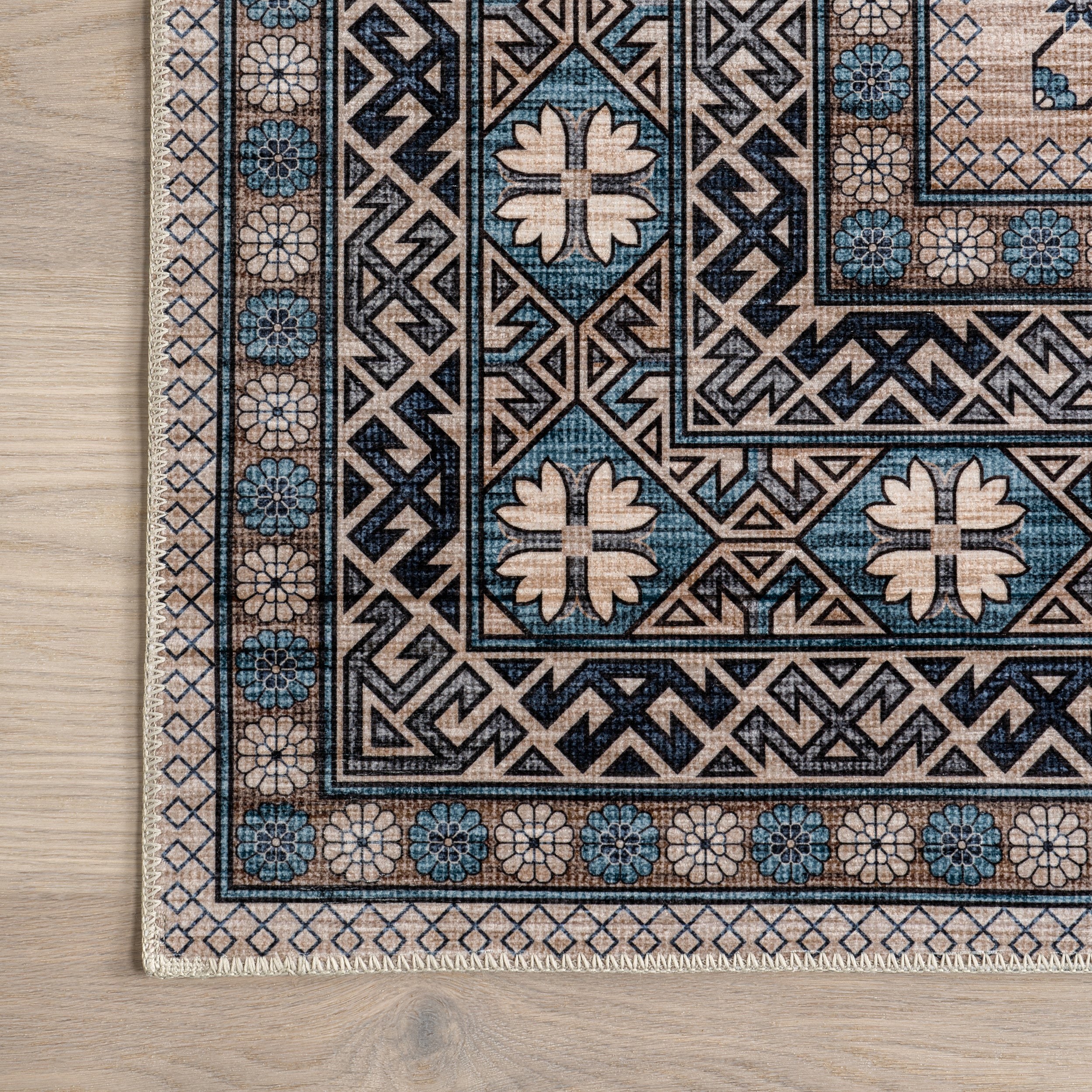 Idra Multi Medallion Stain-Resistant Machine Washable Area Rug - Image 5