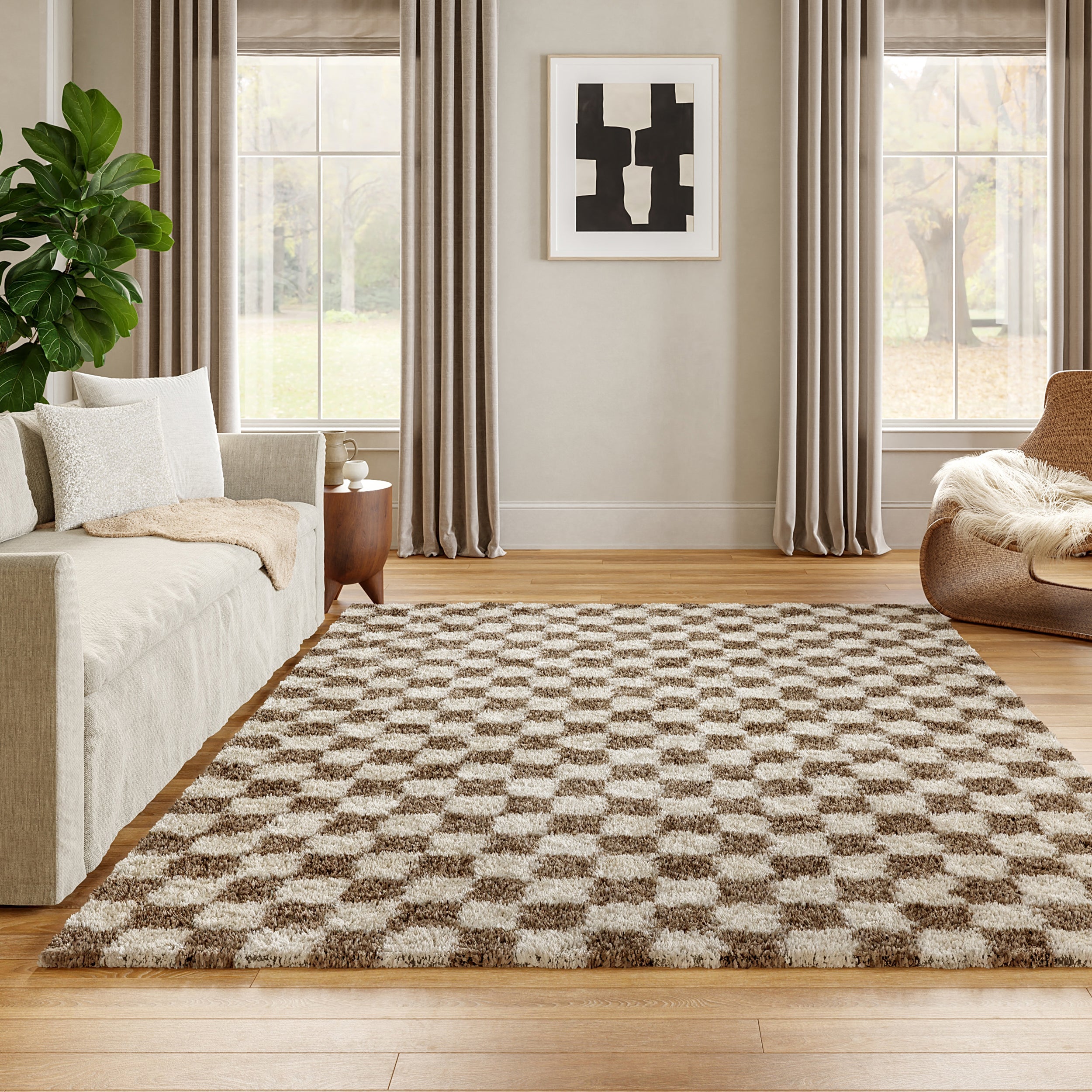 nuLOOM Adelaide Mid-Century Checkered Shag Area Rug - Image 2