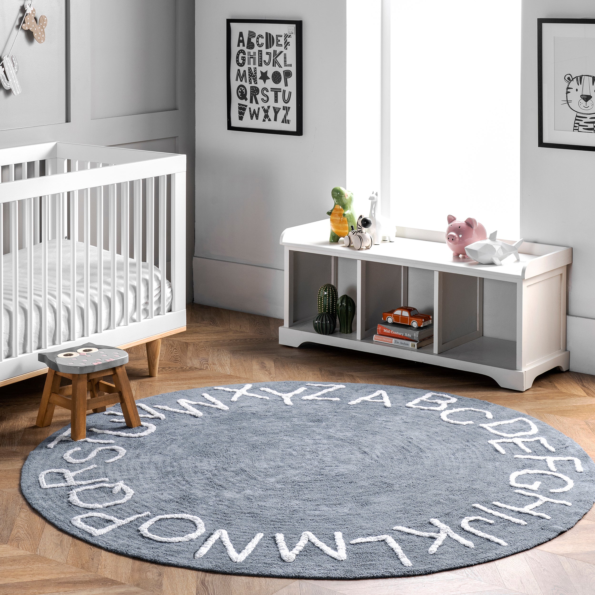 Kids Washable Round Alphabet Rug - Image 10