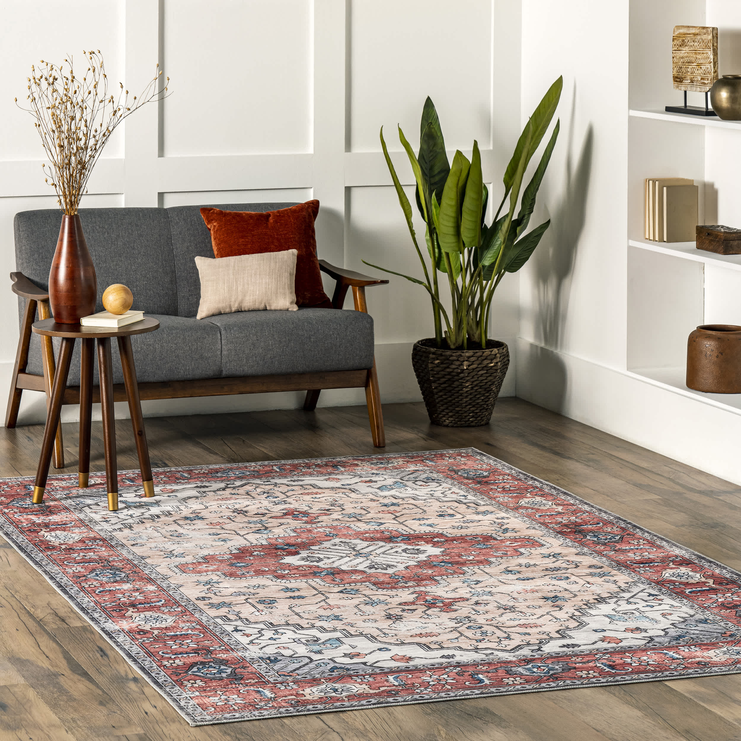 Melanie Transitional Medallion Machine Washable Area Rug - Image 2