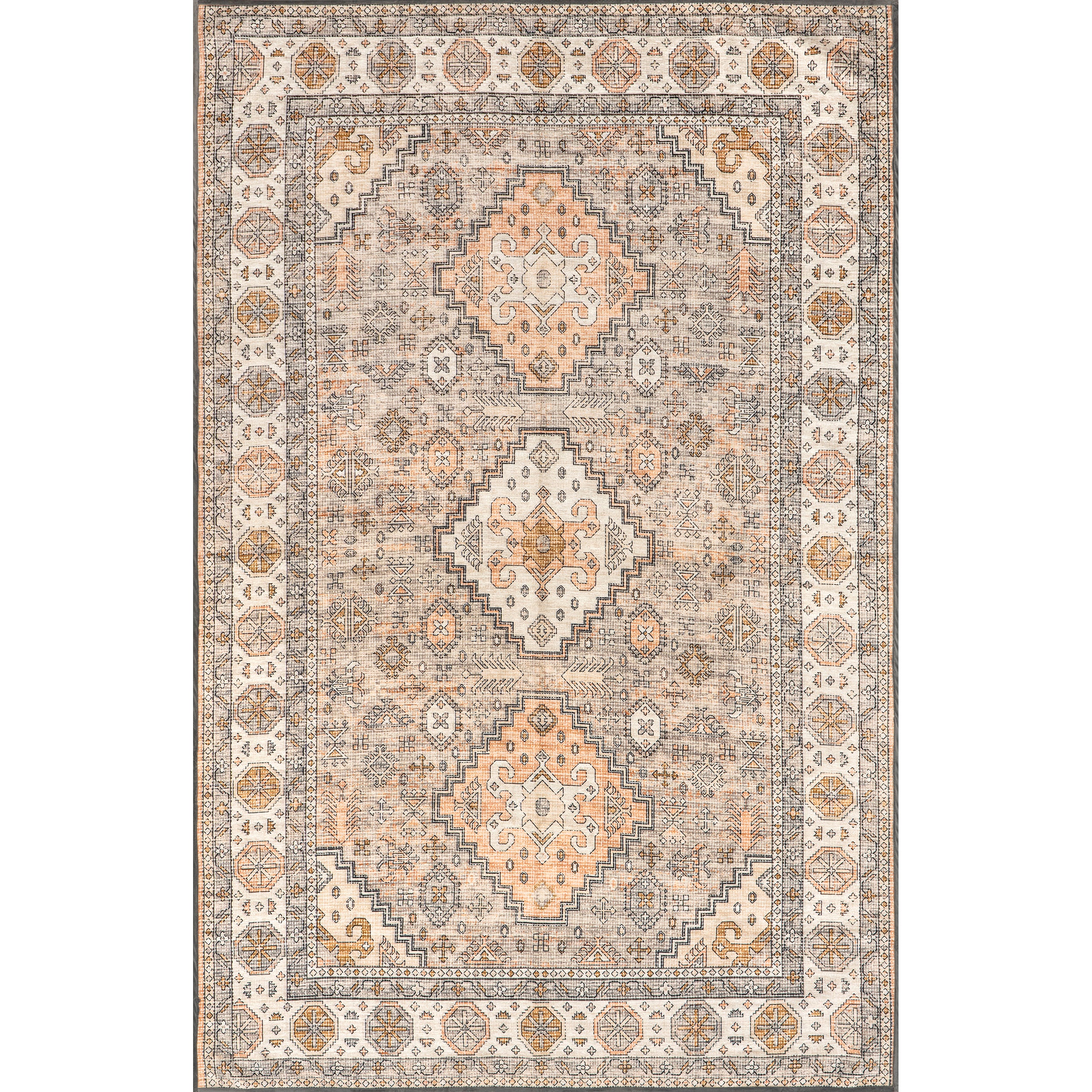 Kesia Vintage Bordered Machine Washable Area Rug