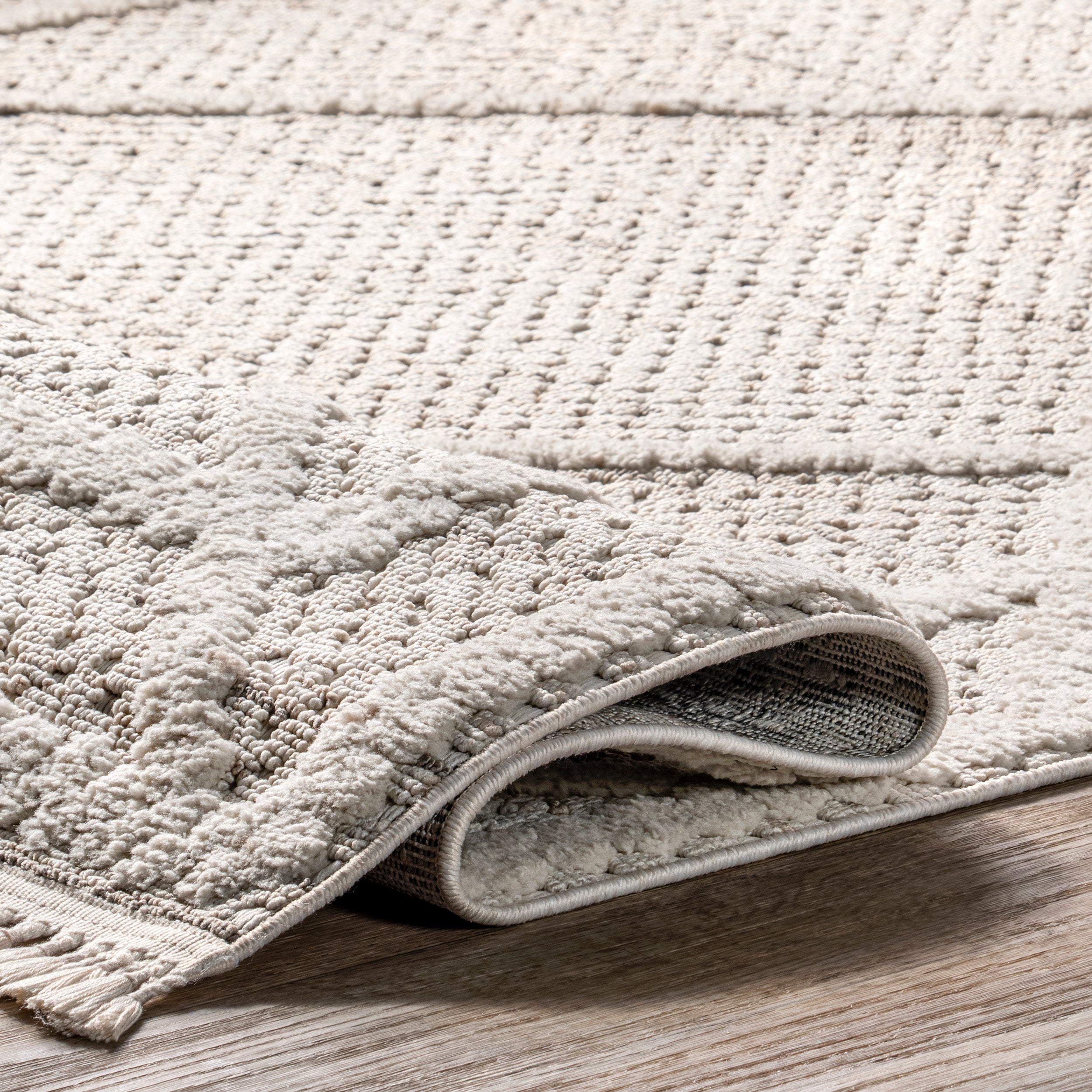 Dazi Moroccan Diamond High/Low Tasseled Area Rug - Image 4