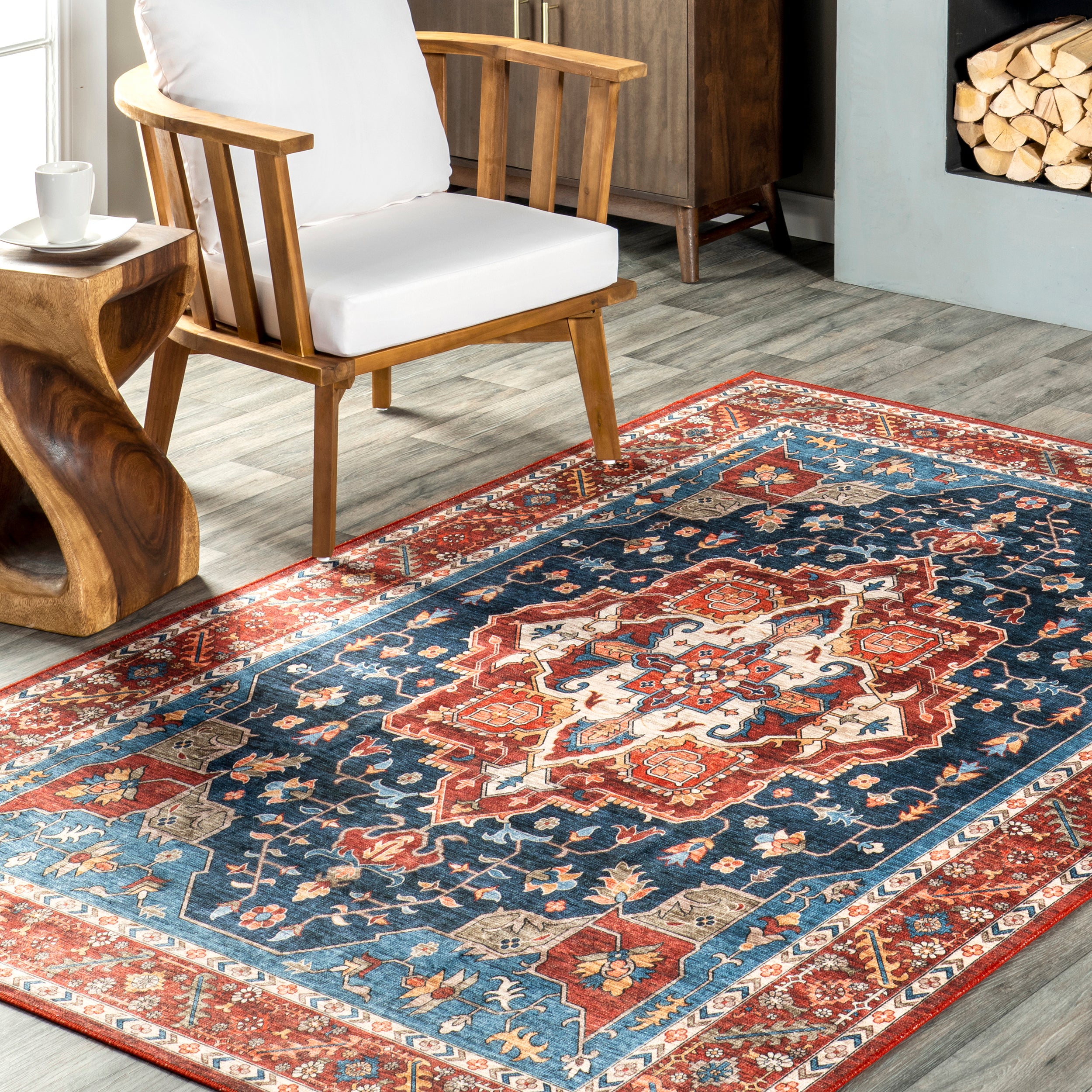 Hera Medallion Stain-Resistant Machine Washable Area Rug - Image 19