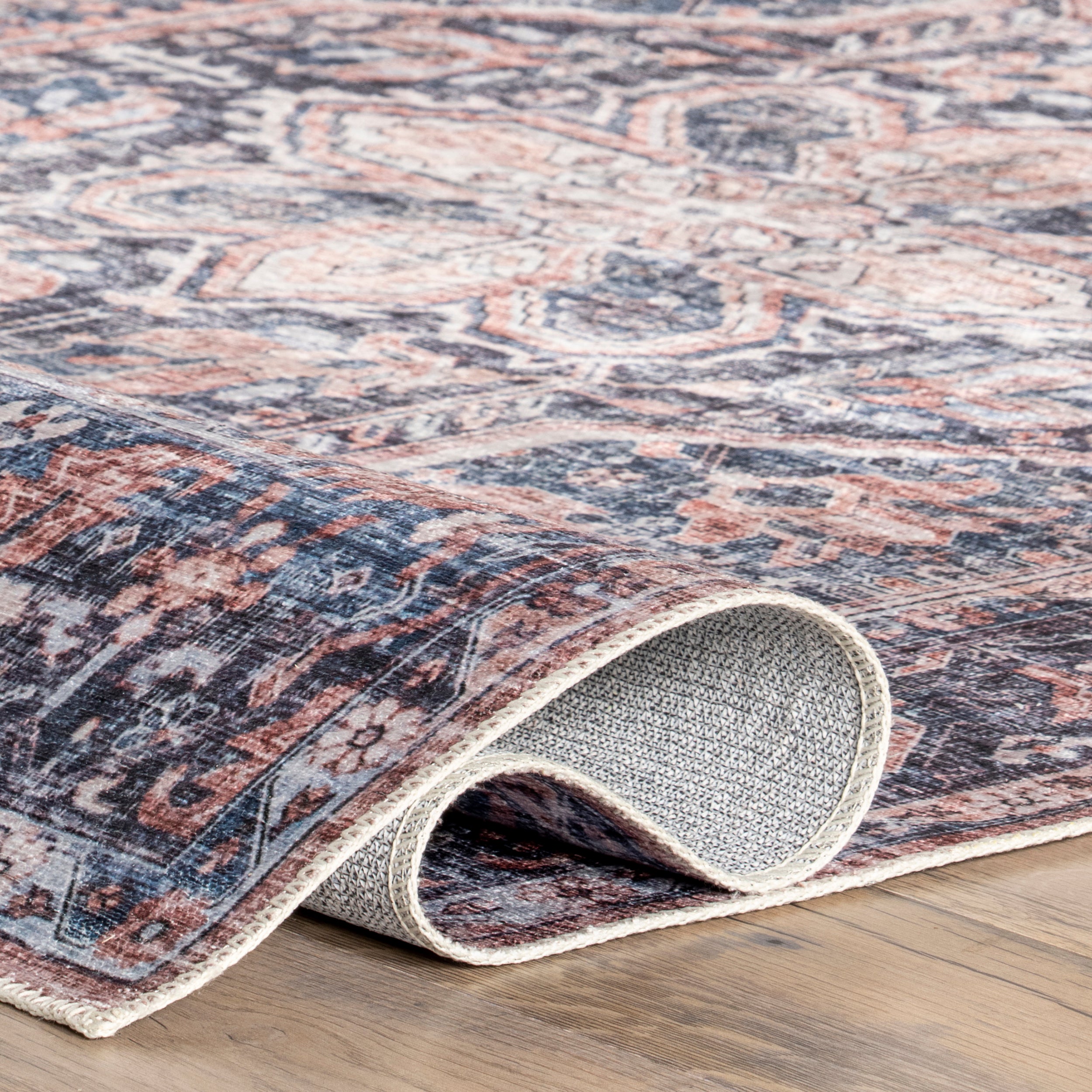 Kay Distressed Stain-Resistant Machine Washable Area Rug - Image 4