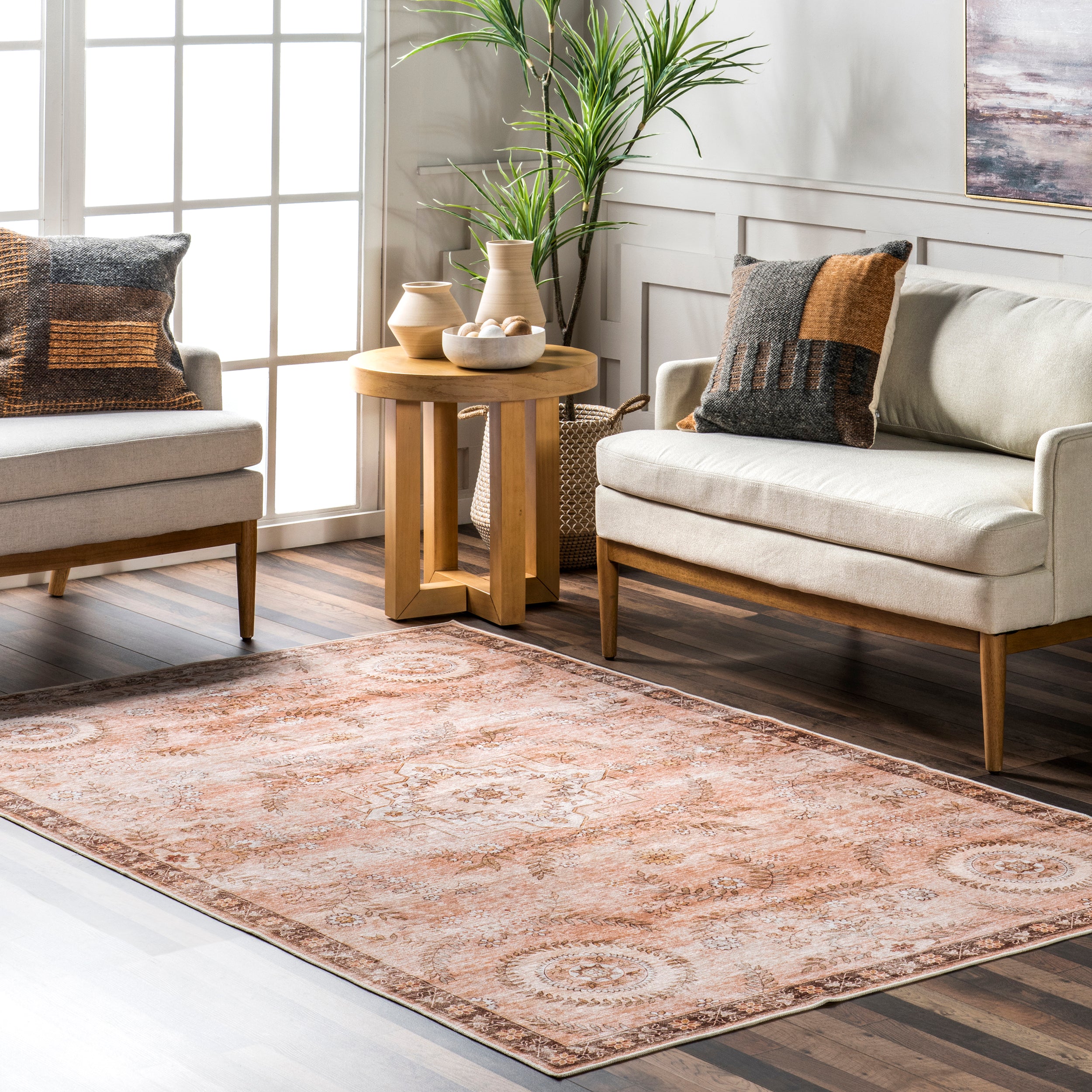 Kirsi Vintage Medallions Machine Washable Area Rug - Image 2