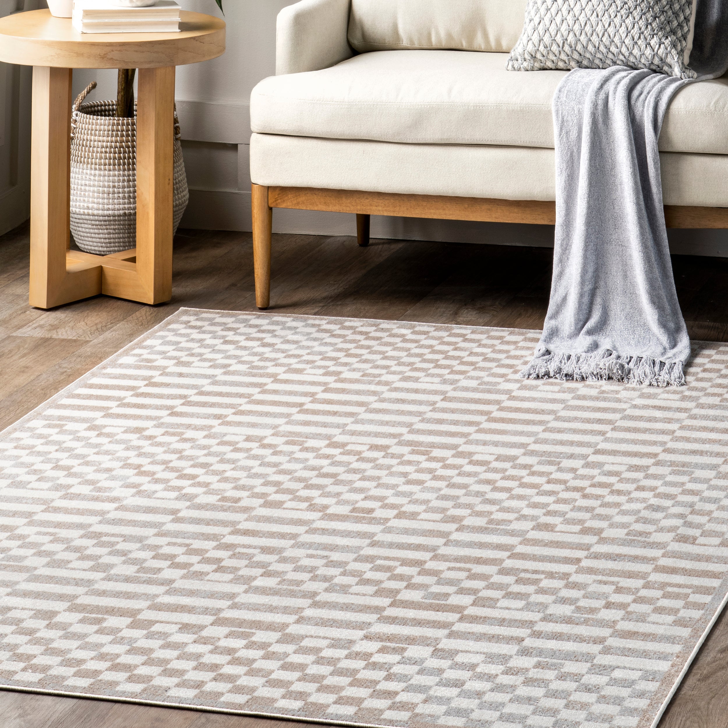 Nikita Faded Geometric Machine Washable Area Rug - Image 9