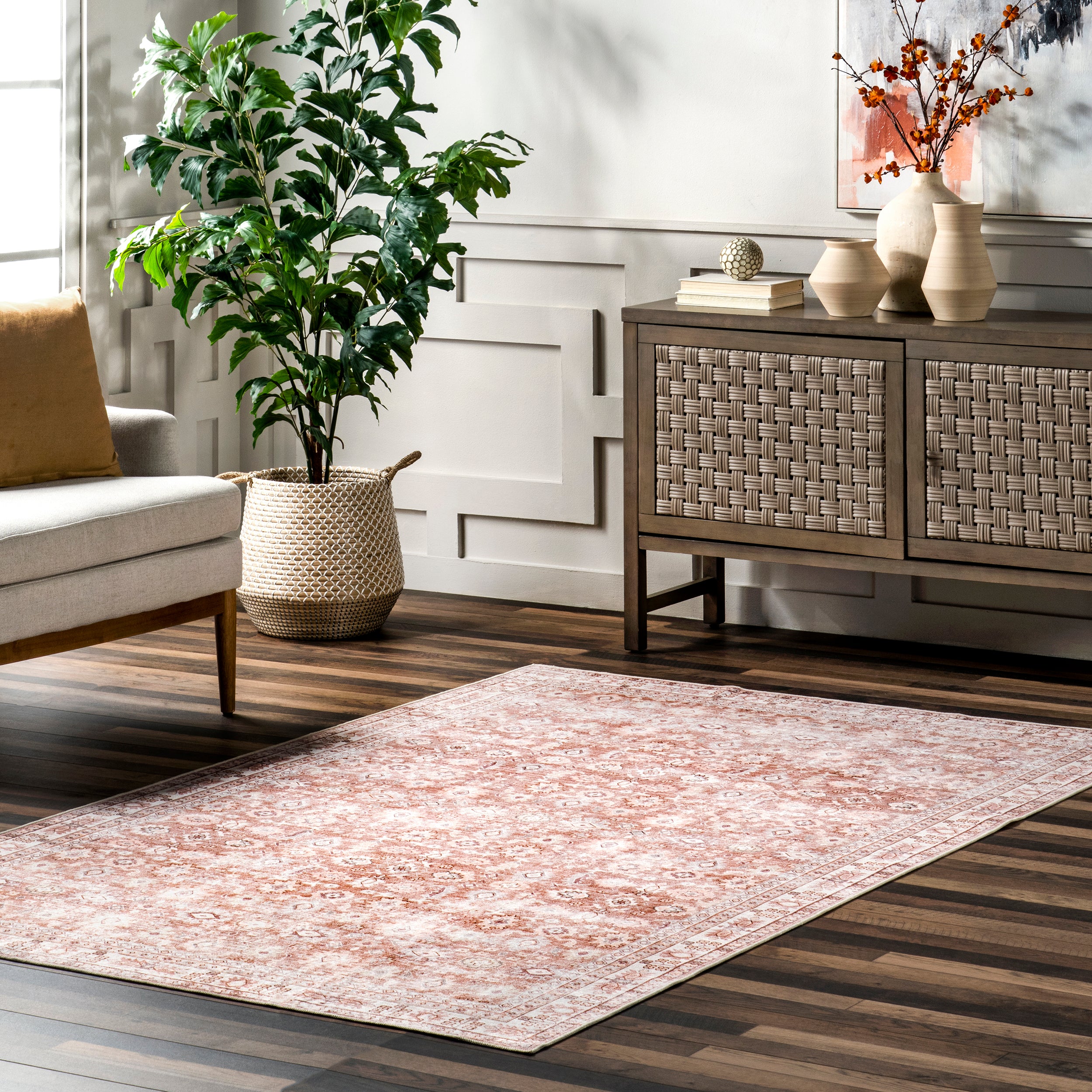 Sesilia Vintage Transitional Machine Washable Area Rug - Image 2