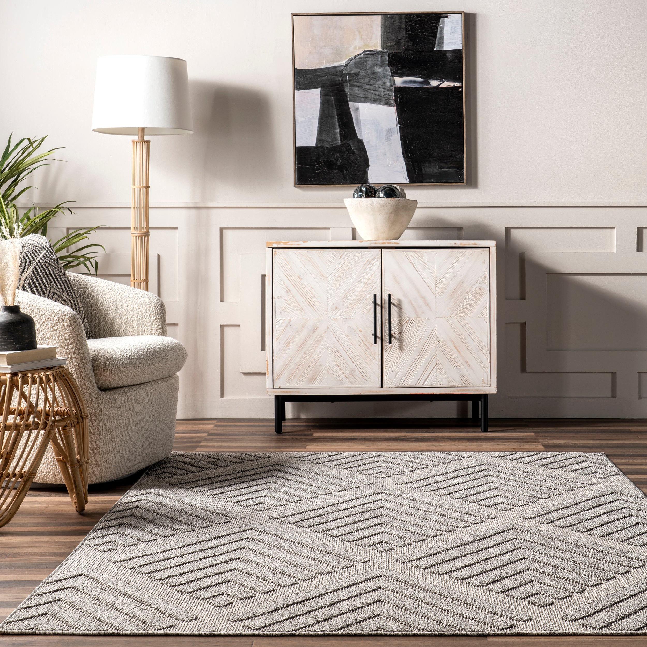 Lessie High-Low Geometric Indoor/Outdoor Area Rug - Image 8
