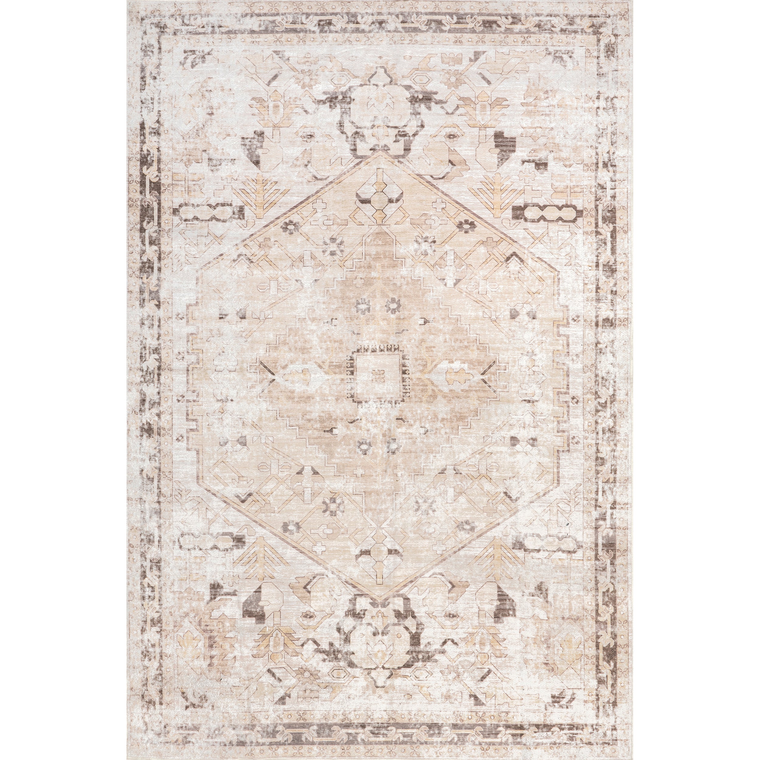 Diane Vintage Medallion Machine Washable Area Rug