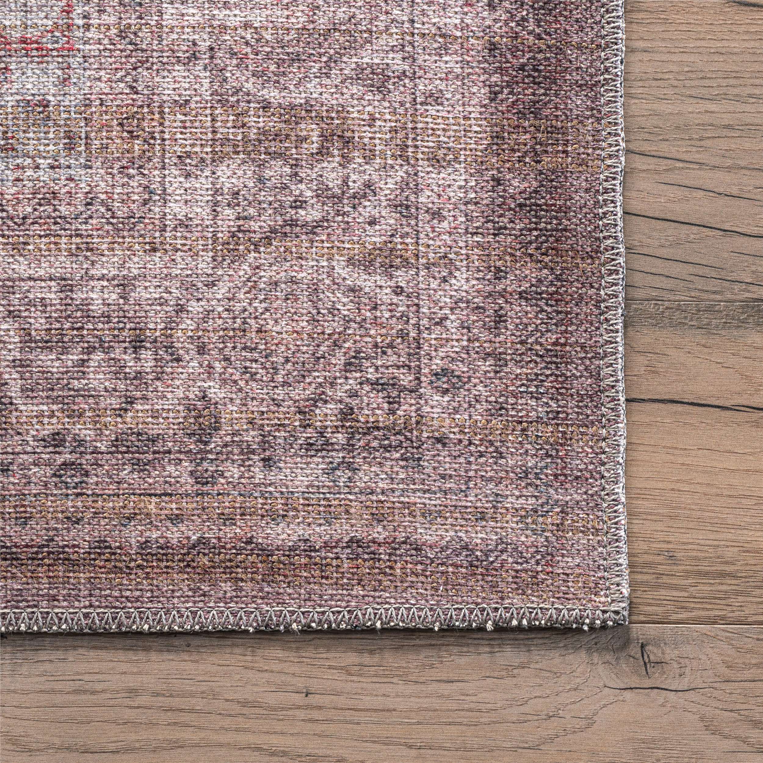 Justine Machine Washable Faded Geometric Medallion Area Rug - Image 5