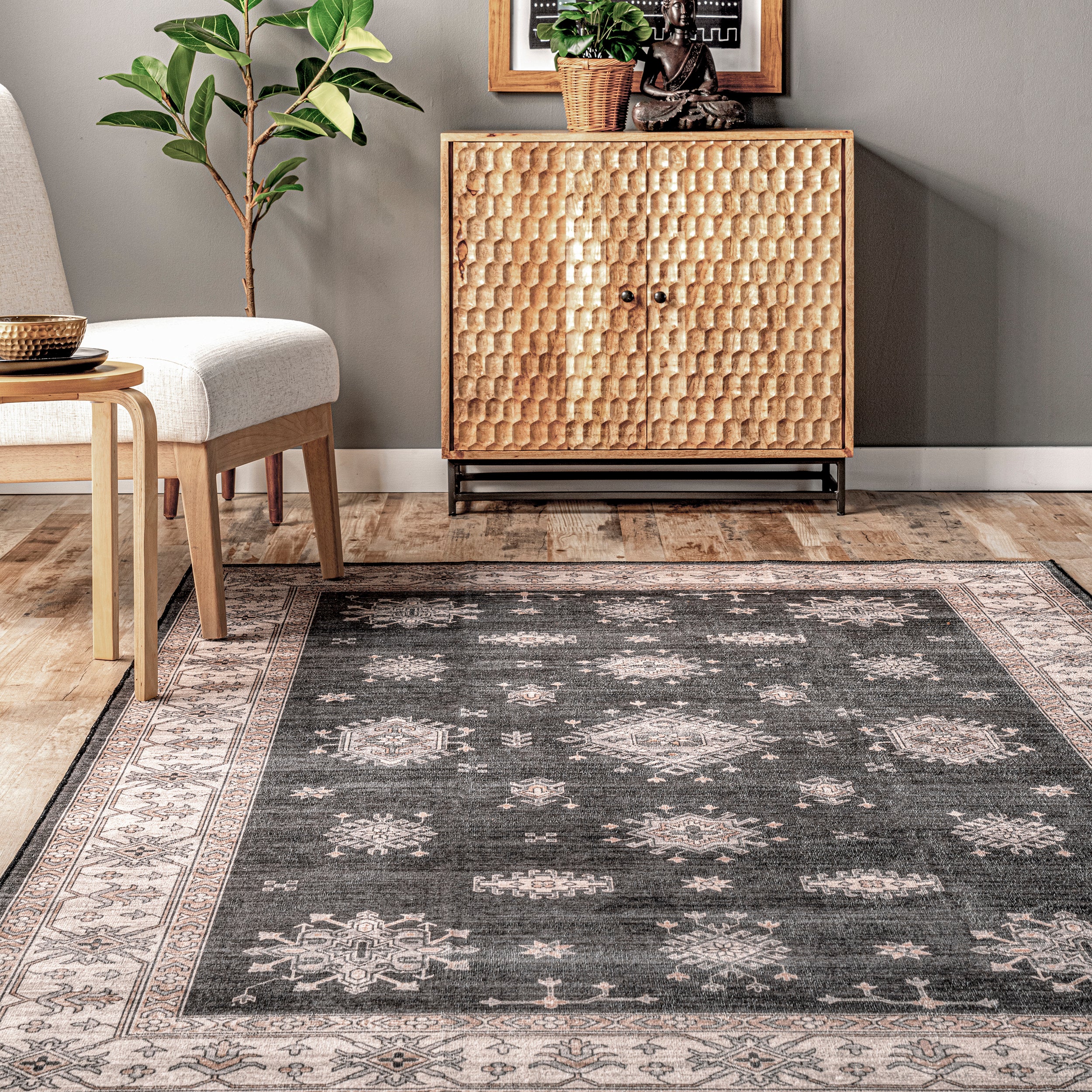 Mollie Machine Washable Traditional Border Area Rug - Image 8